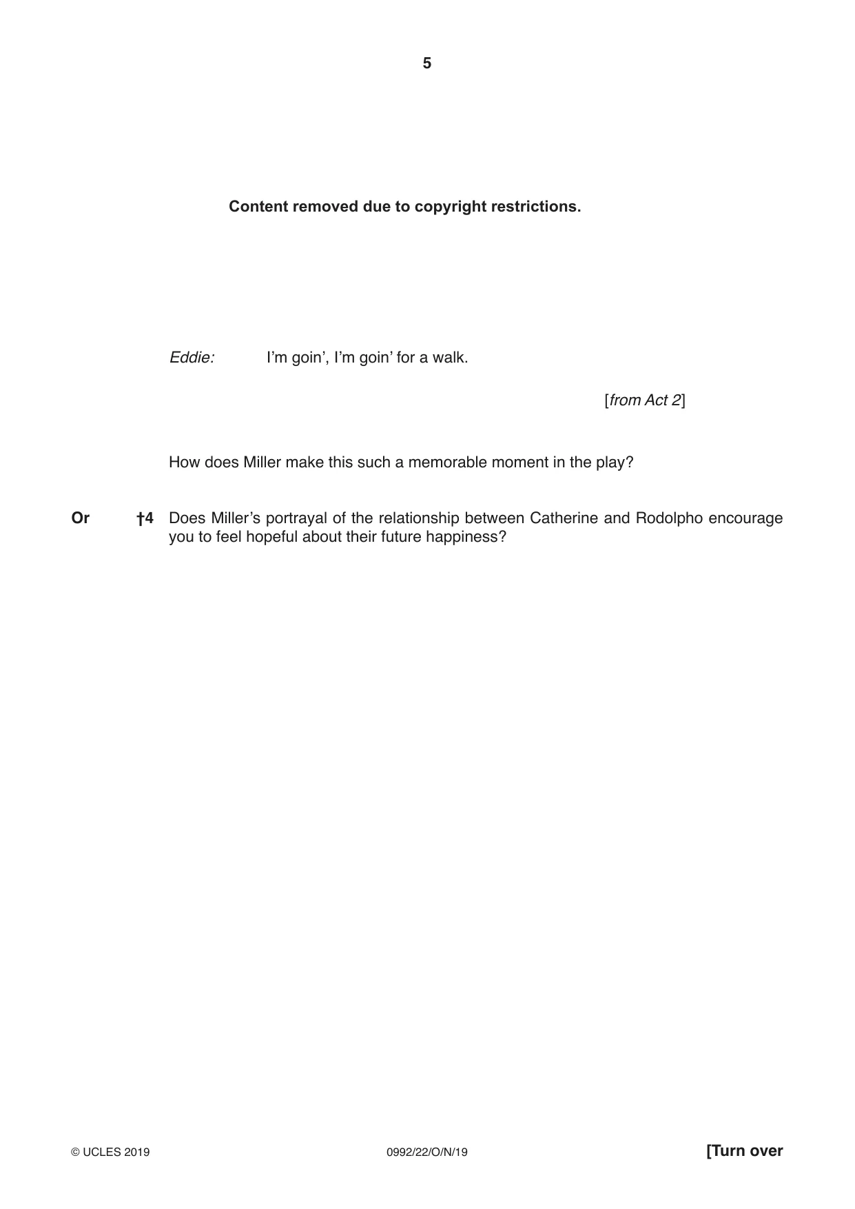 Cambridge IGCSE English - Literature in English (9-1) 0992 2019 Oct/Nov Paper 2 · Variant 2 question paper, page 5 of 12