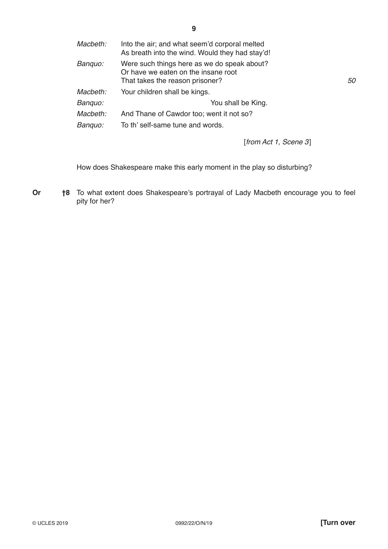 Cambridge IGCSE English - Literature in English (9-1) 0992 2019 Oct/Nov Paper 2 · Variant 2 question paper, page 9 of 12