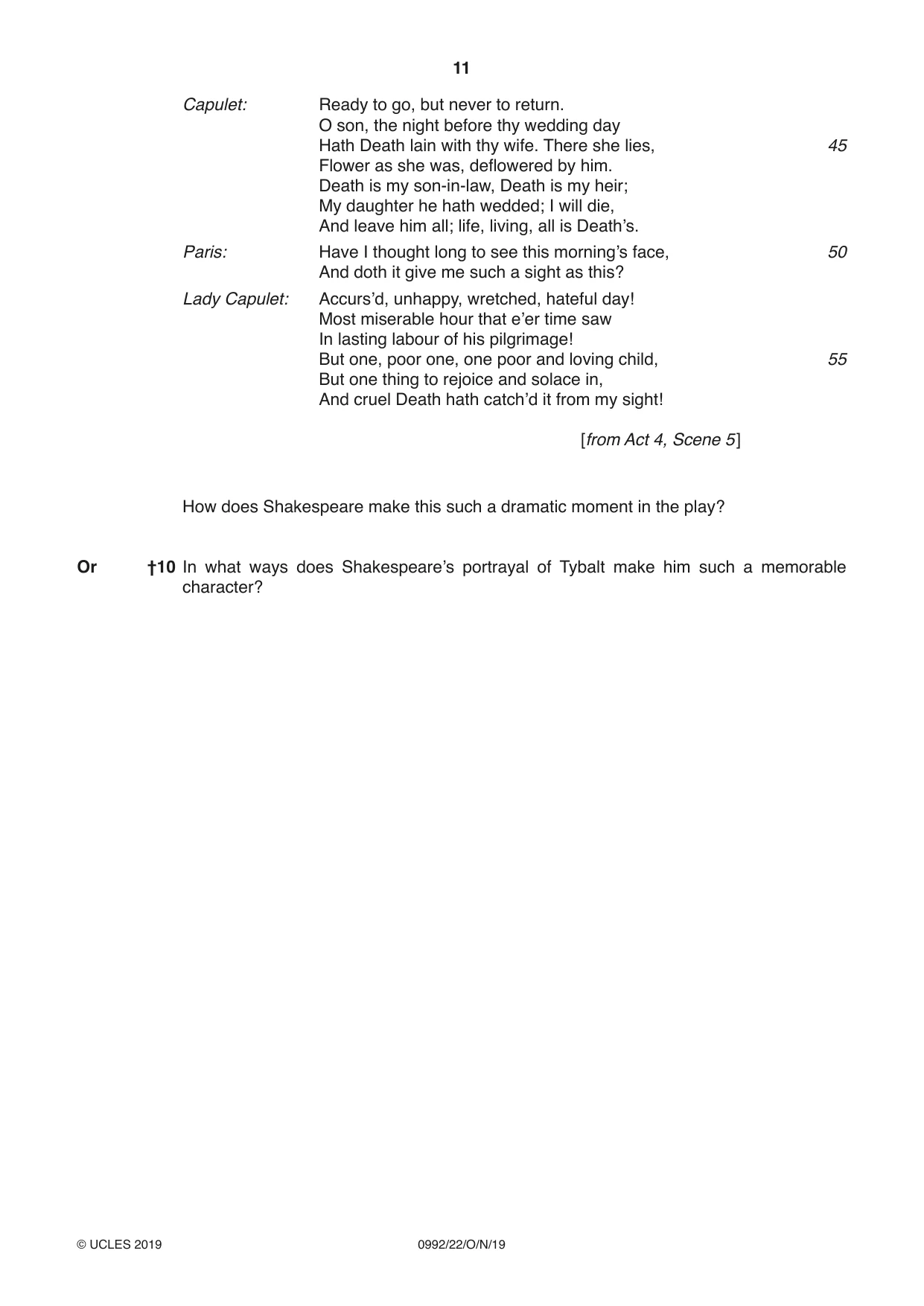 Cambridge IGCSE English - Literature in English (9-1) 0992 2019 Oct/Nov Paper 2 · Variant 2 question paper, page 11 of 12