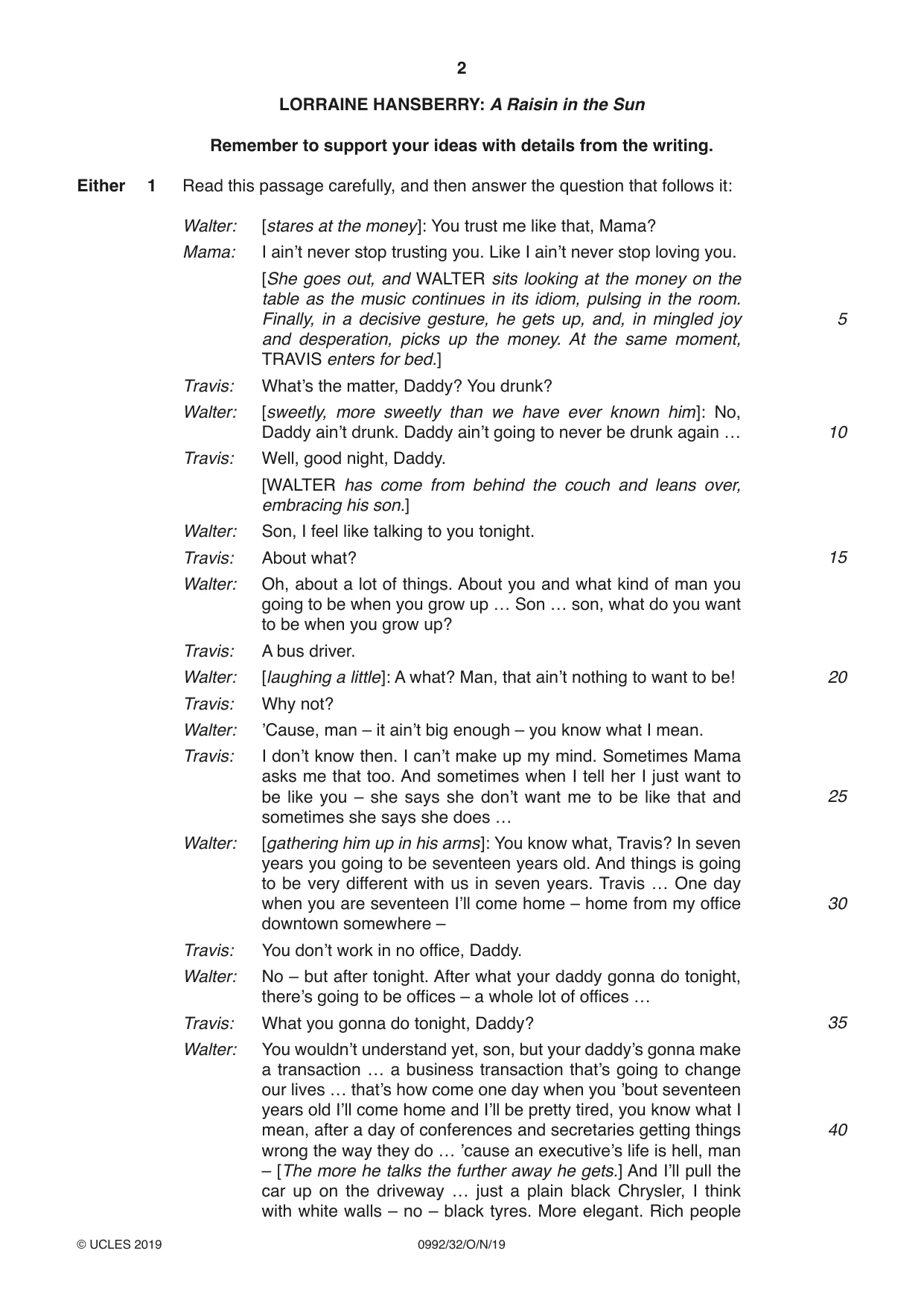 Cambridge IGCSE English - Literature in English (9-1) 0992 2019 Oct/Nov Paper 3 · Variant 2 question paper, page 2 of 12