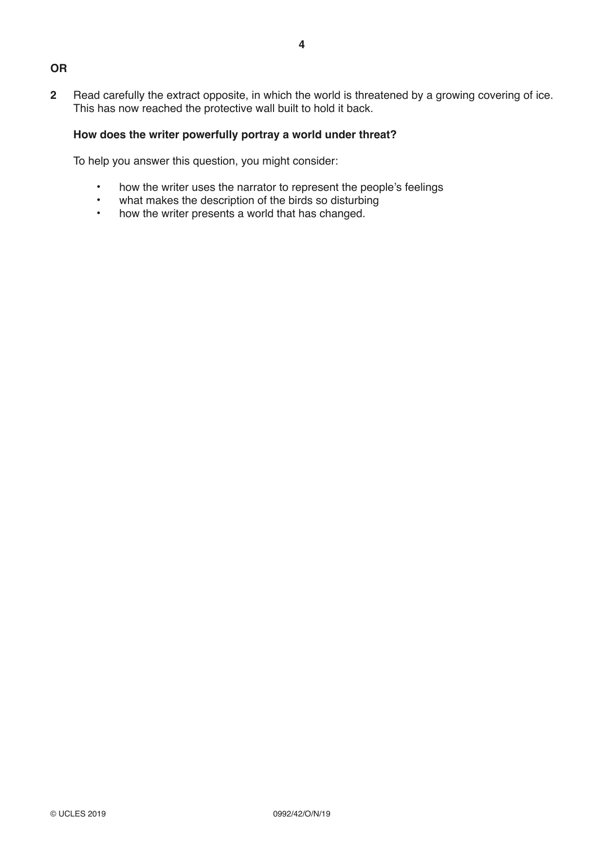 Cambridge IGCSE English - Literature in English (9-1) 0992 2019 Oct/Nov Paper 4 · Variant 2 question paper, page 4 of 8