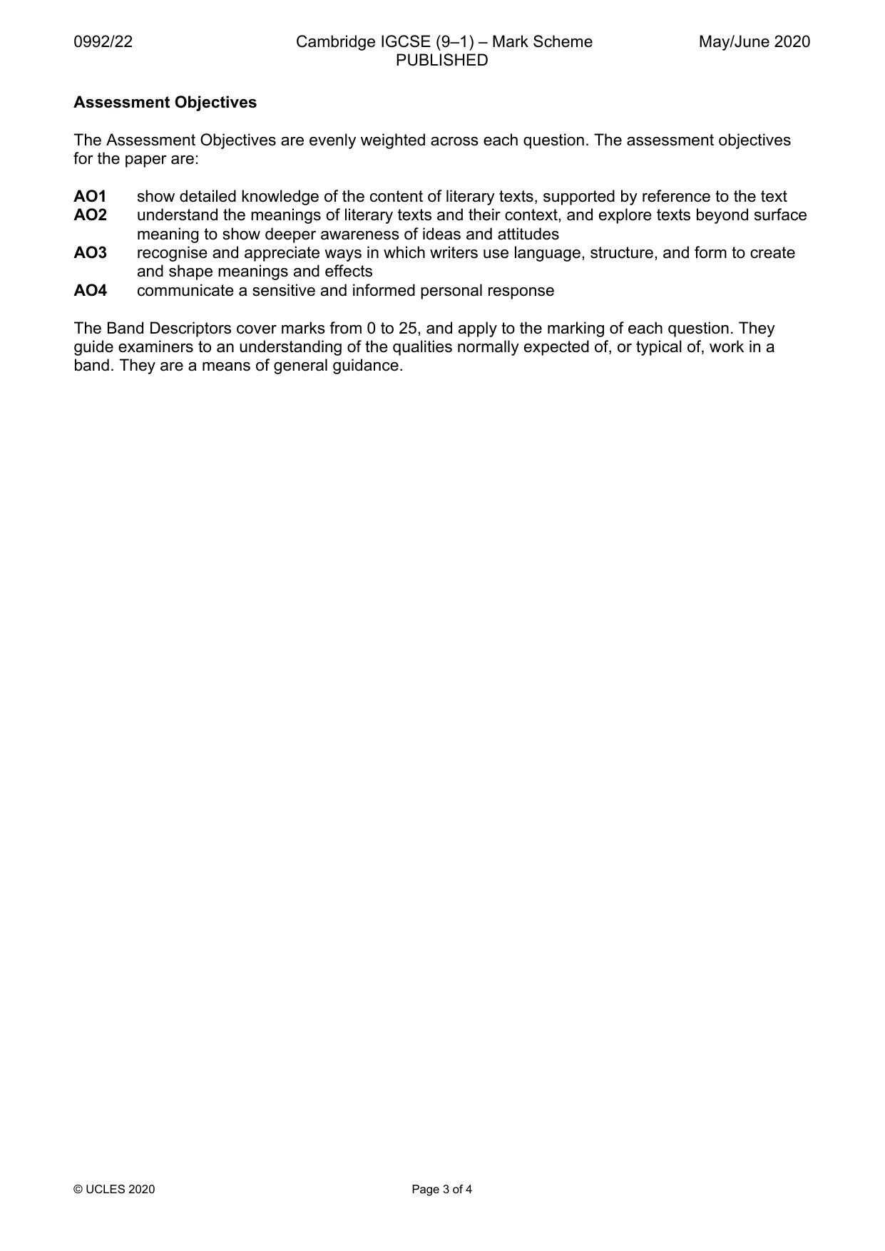 Mark scheme, page 3 of 4