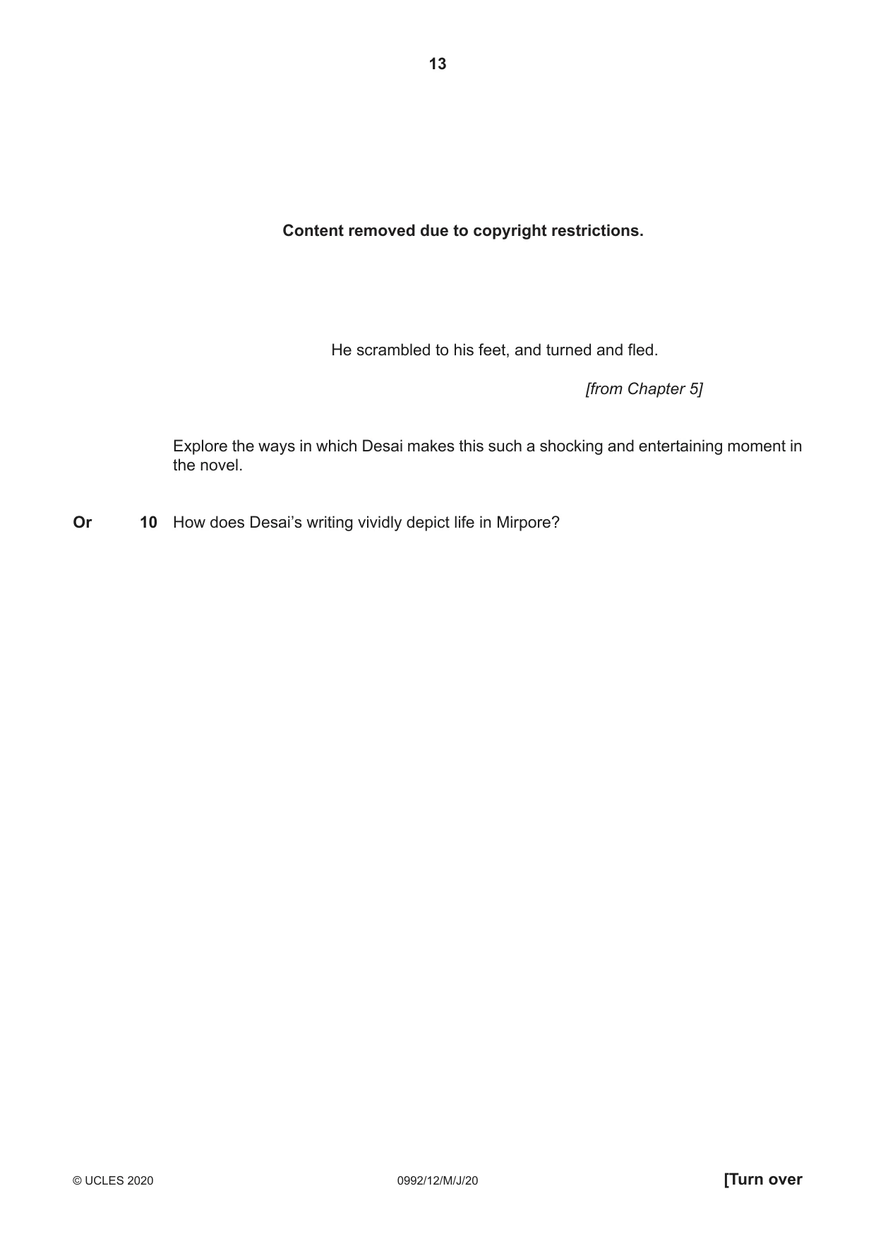 Cambridge IGCSE English - Literature in English (9-1) 0992 2020 May/June Paper 1 · Variant 2 question paper, page 13 of 28