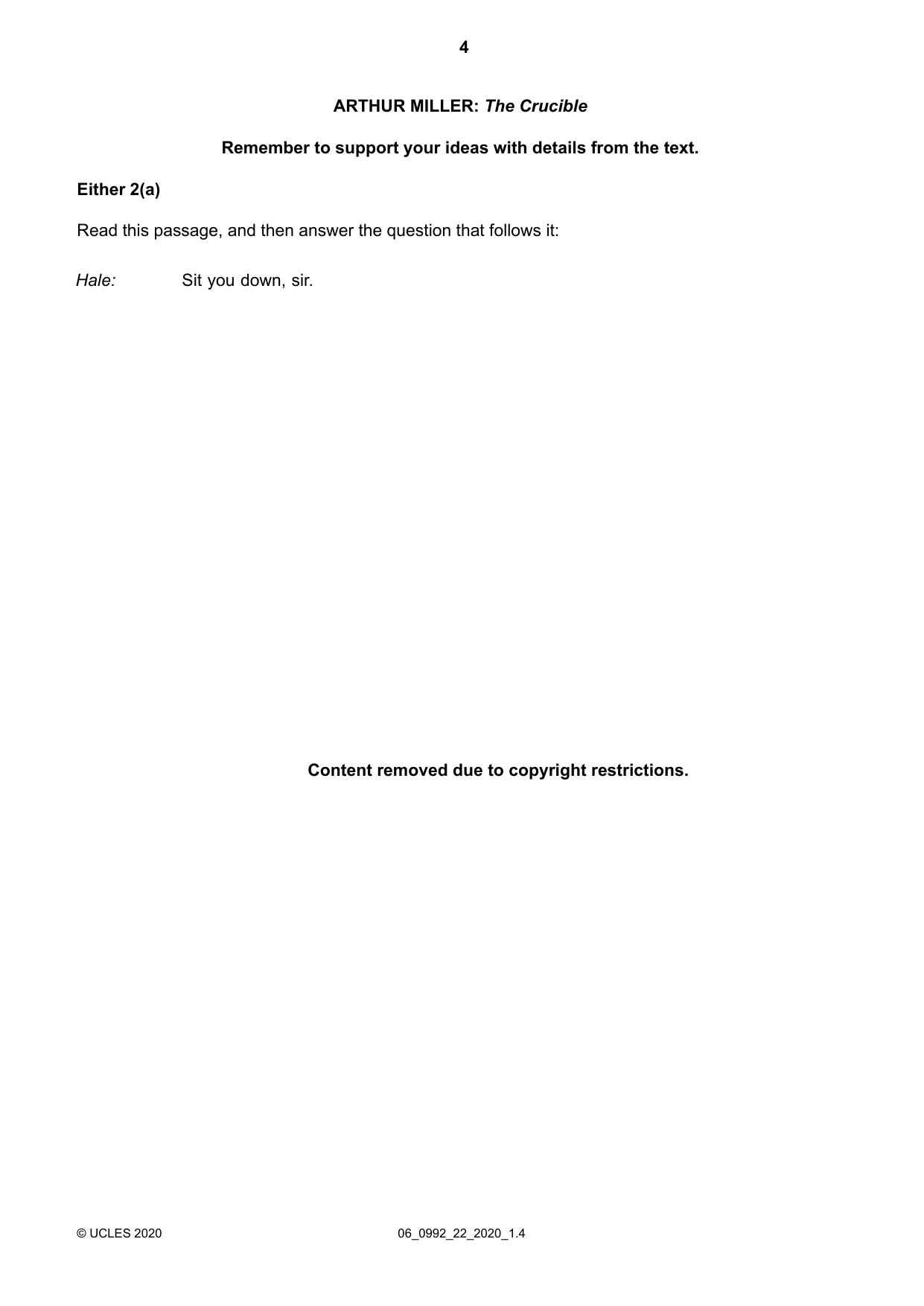 Cambridge IGCSE English - Literature in English (9-1) 0992 2020 May/June Paper 2 · Variant 2 question paper, page 4 of 12