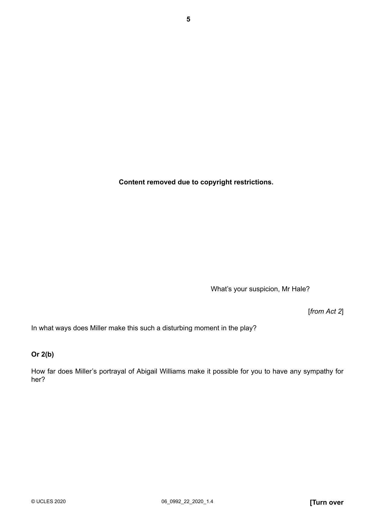 Cambridge IGCSE English - Literature in English (9-1) 0992 2020 May/June Paper 2 · Variant 2 question paper, page 5 of 12
