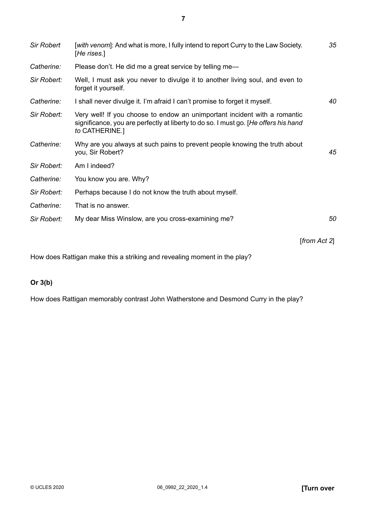 Cambridge IGCSE English - Literature in English (9-1) 0992 2020 May/June Paper 2 · Variant 2 question paper, page 7 of 12
