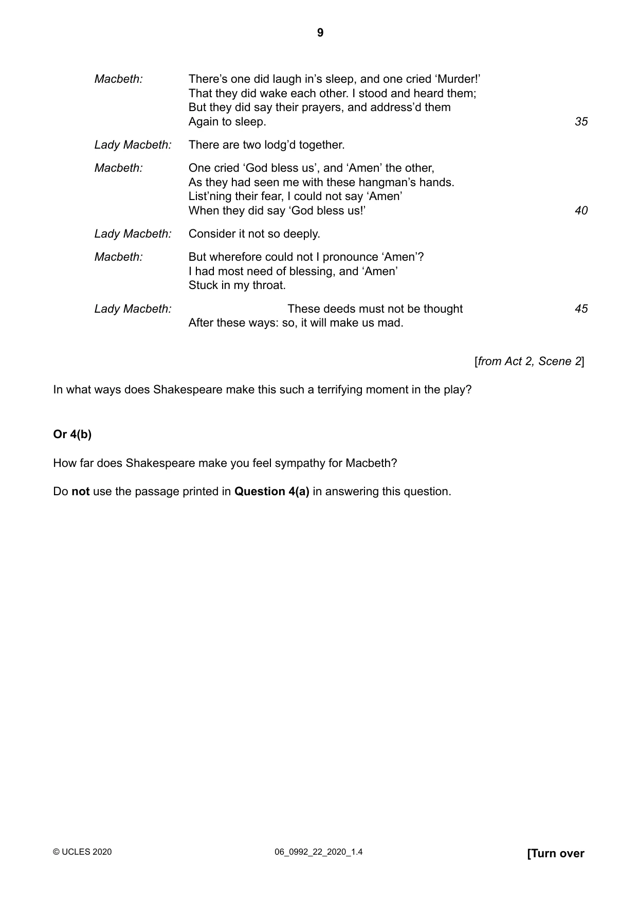 Cambridge IGCSE English - Literature in English (9-1) 0992 2020 May/June Paper 2 · Variant 2 question paper, page 9 of 12