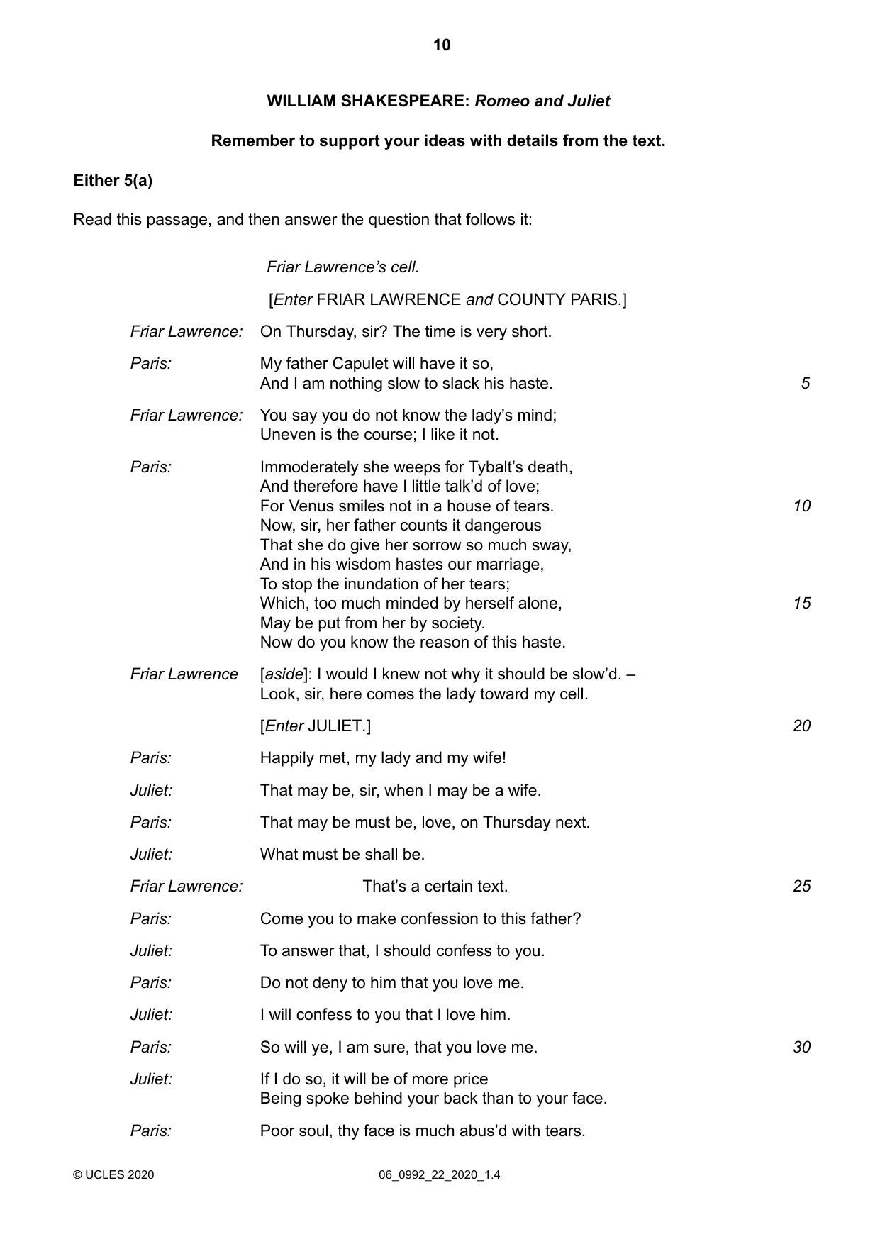 Cambridge IGCSE English - Literature in English (9-1) 0992 2020 May/June Paper 2 · Variant 2 question paper, page 10 of 12