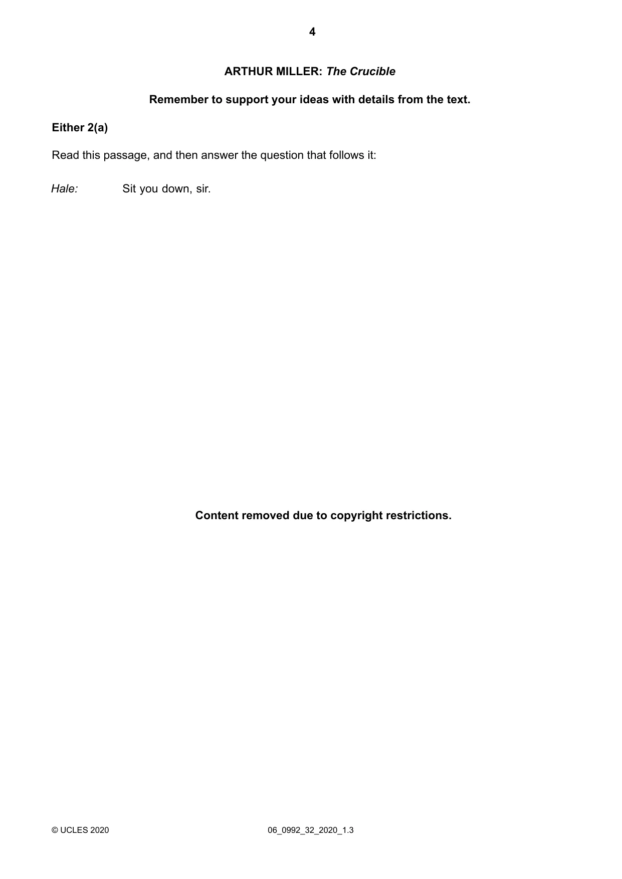 Cambridge IGCSE English - Literature in English (9-1) 0992 2020 May/June Paper 3 · Variant 2 question paper, page 4 of 12