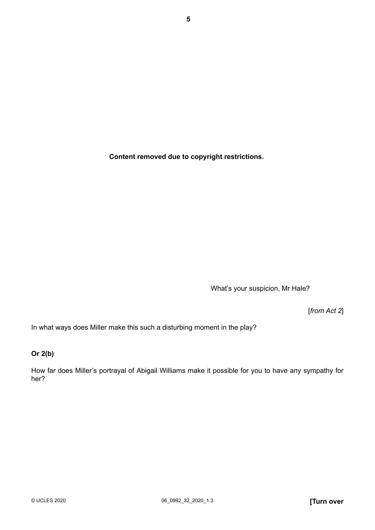 Cambridge IGCSE English - Literature in English (9-1) 0992 2020 May/June Paper 3 · Variant 2 question paper, page 5 of 12