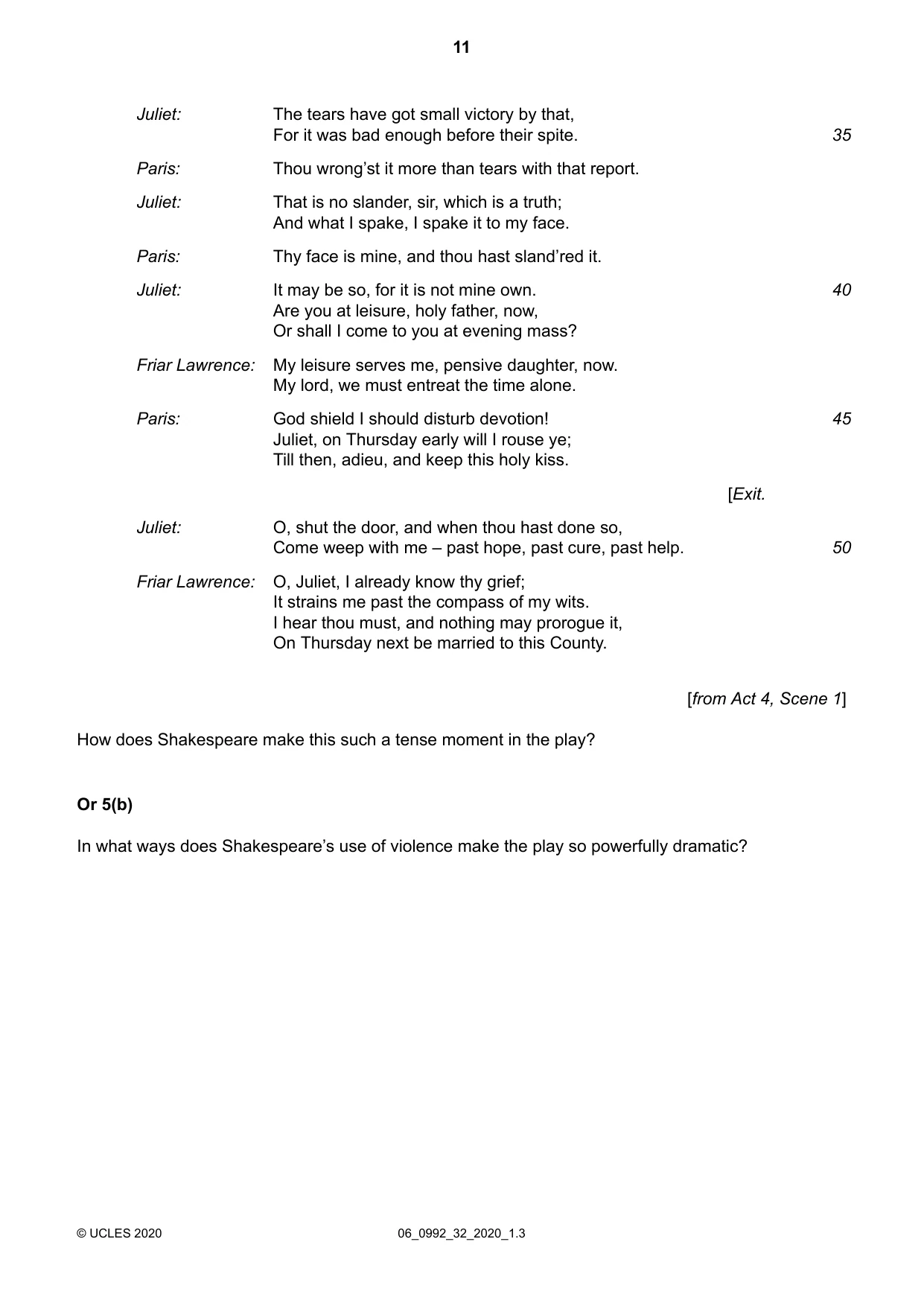 Cambridge IGCSE English - Literature in English (9-1) 0992 2020 May/June Paper 3 · Variant 2 question paper, page 11 of 12