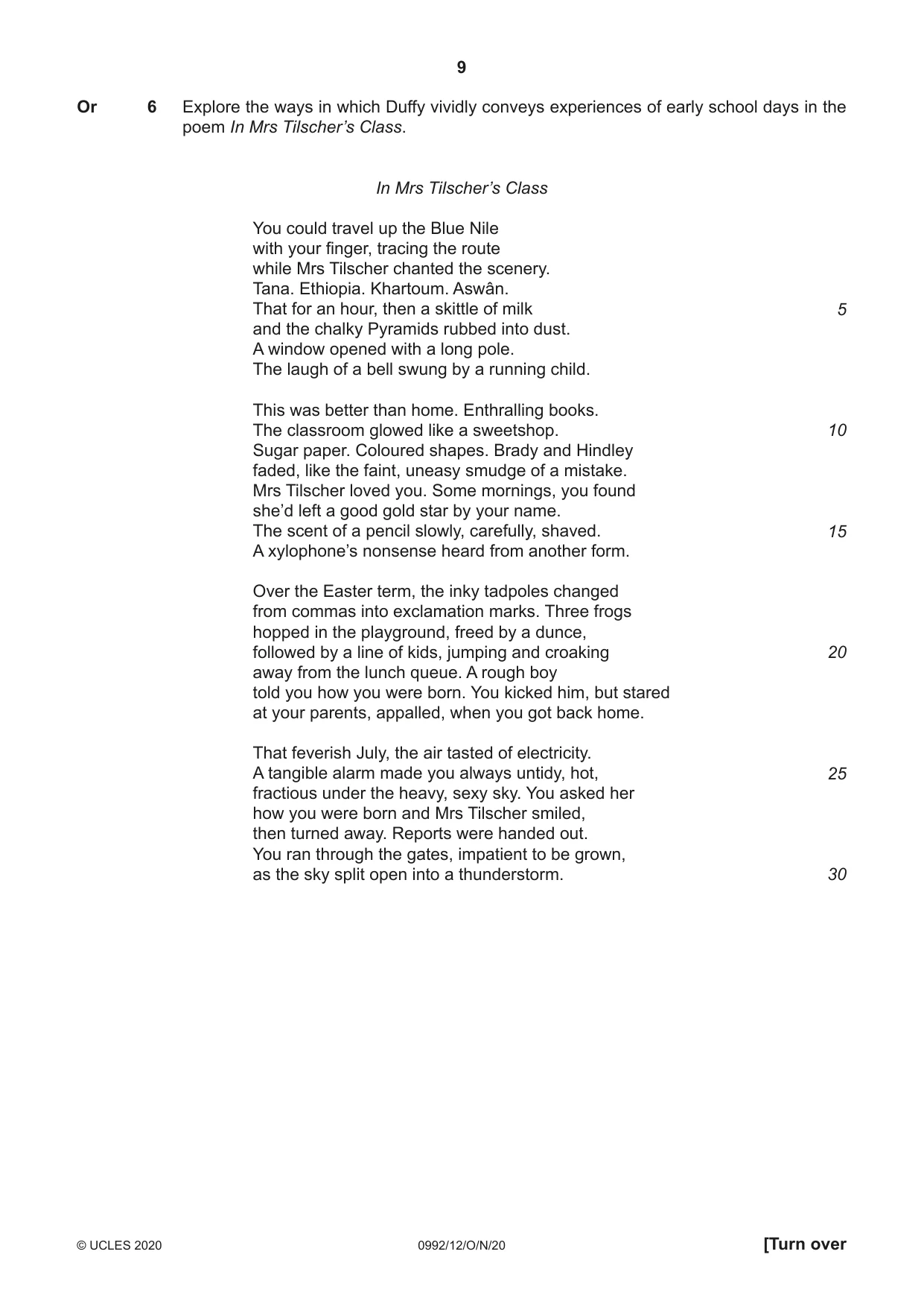 Cambridge IGCSE English - Literature in English (9-1) 0992 2020 Oct/Nov Paper 1 · Variant 2 question paper, page 9 of 28