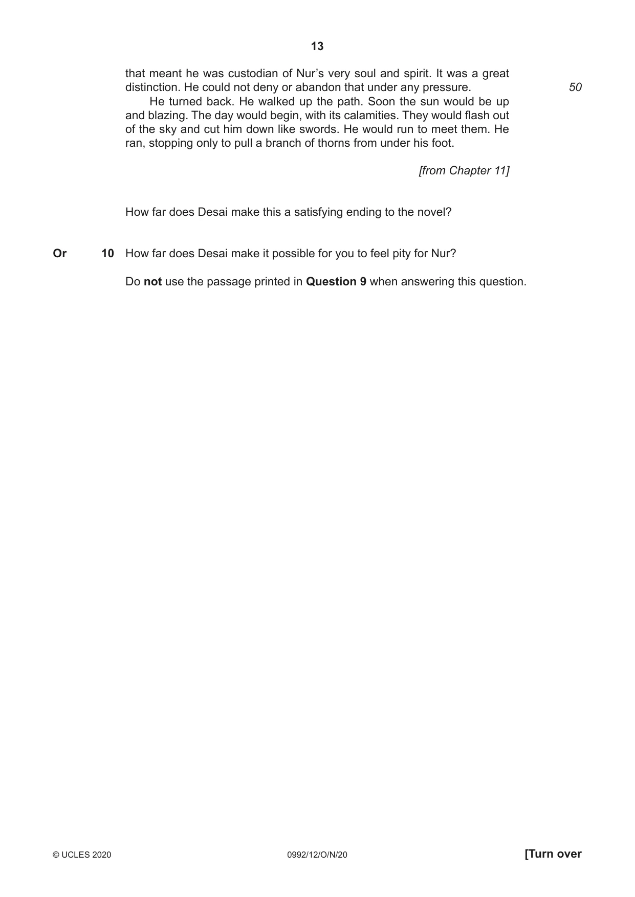 Cambridge IGCSE English - Literature in English (9-1) 0992 2020 Oct/Nov Paper 1 · Variant 2 question paper, page 13 of 28