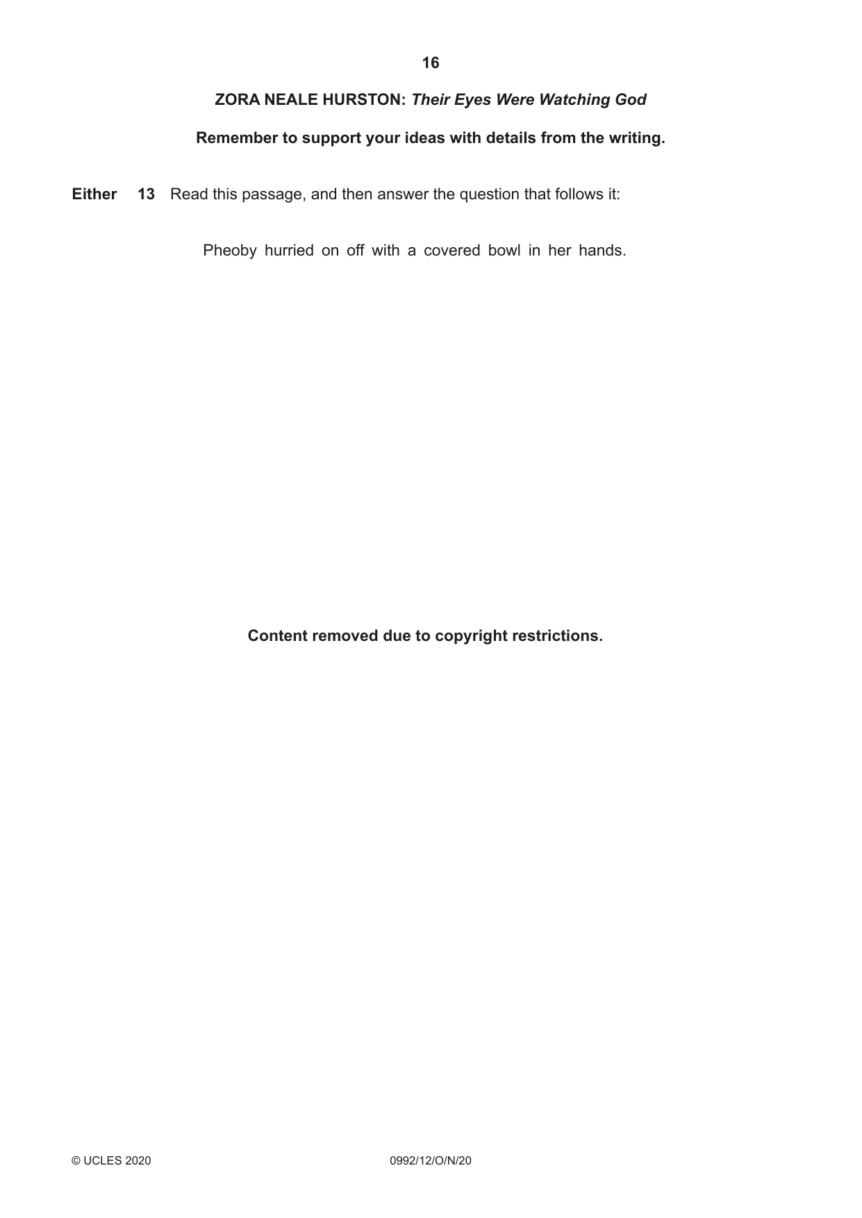 Cambridge IGCSE English - Literature in English (9-1) 0992 2020 Oct/Nov Paper 1 · Variant 2 question paper, page 16 of 28