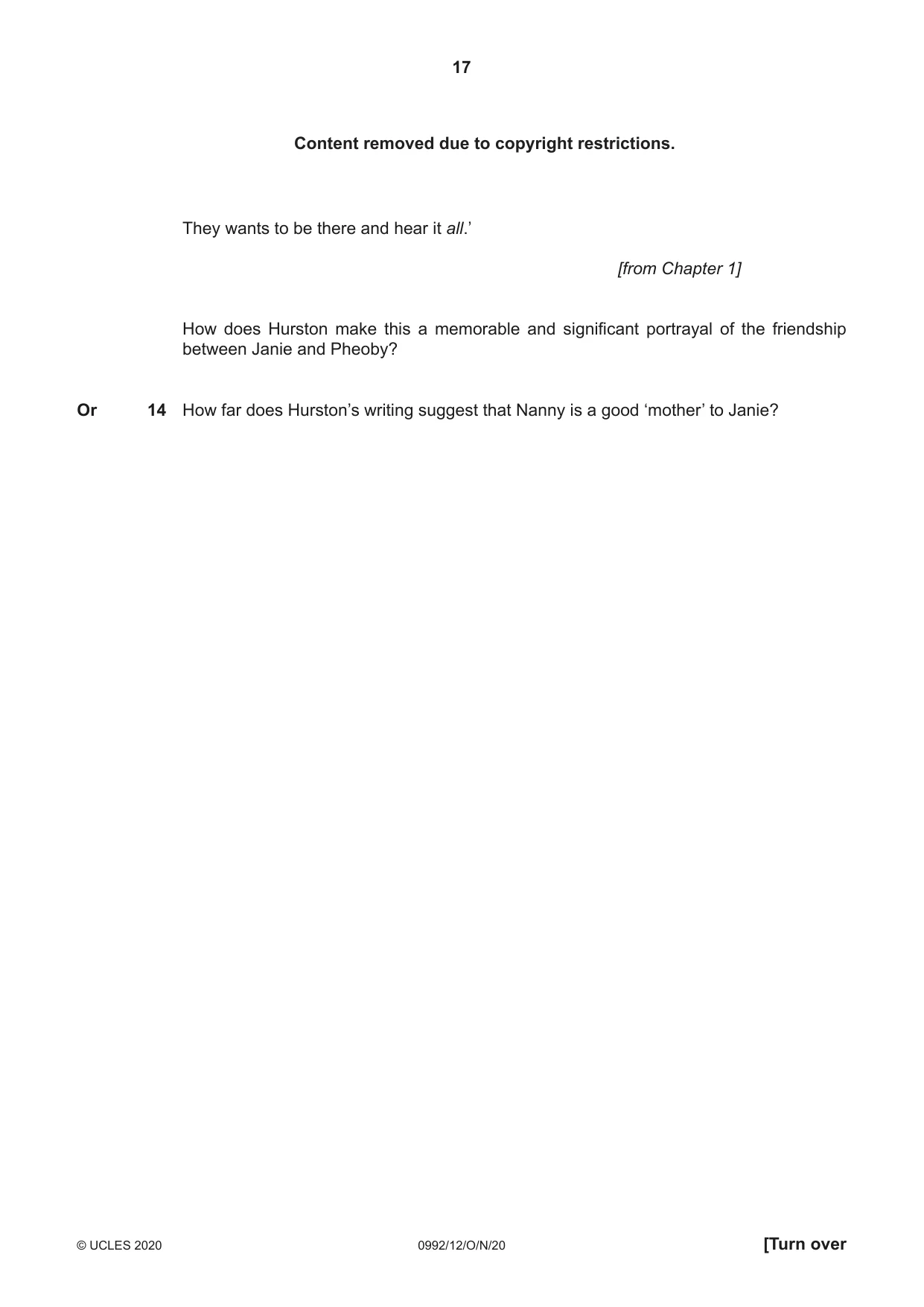 Cambridge IGCSE English - Literature in English (9-1) 0992 2020 Oct/Nov Paper 1 · Variant 2 question paper, page 17 of 28