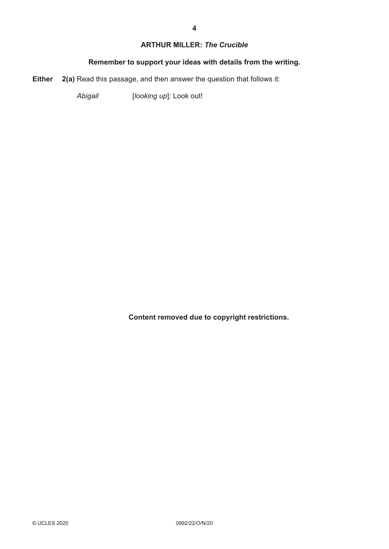 Cambridge IGCSE English - Literature in English (9-1) 0992 2020 Oct/Nov Paper 2 · Variant 2 question paper, page 4 of 12