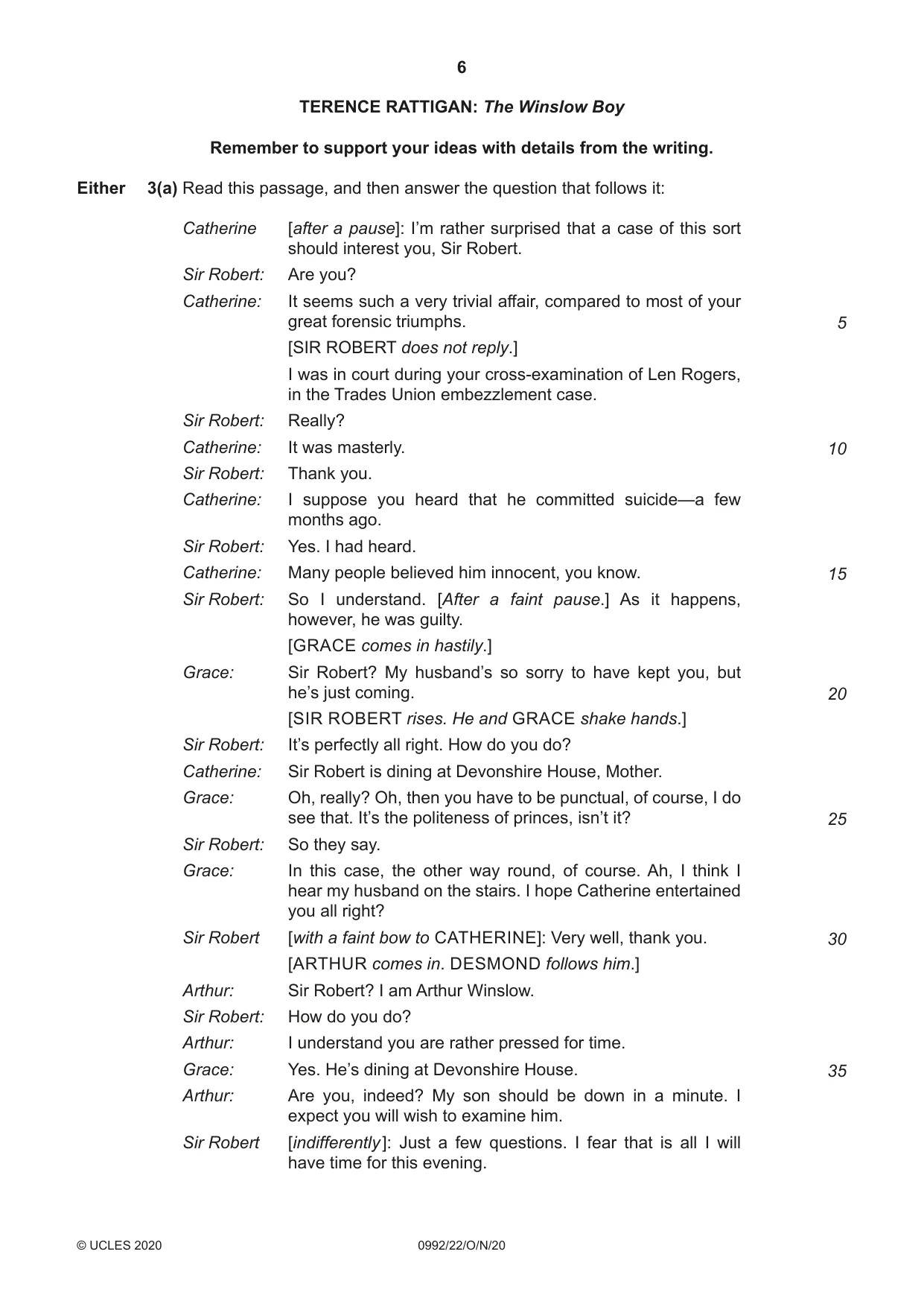 Cambridge IGCSE English - Literature in English (9-1) 0992 2020 Oct/Nov Paper 2 · Variant 2 question paper, page 6 of 12