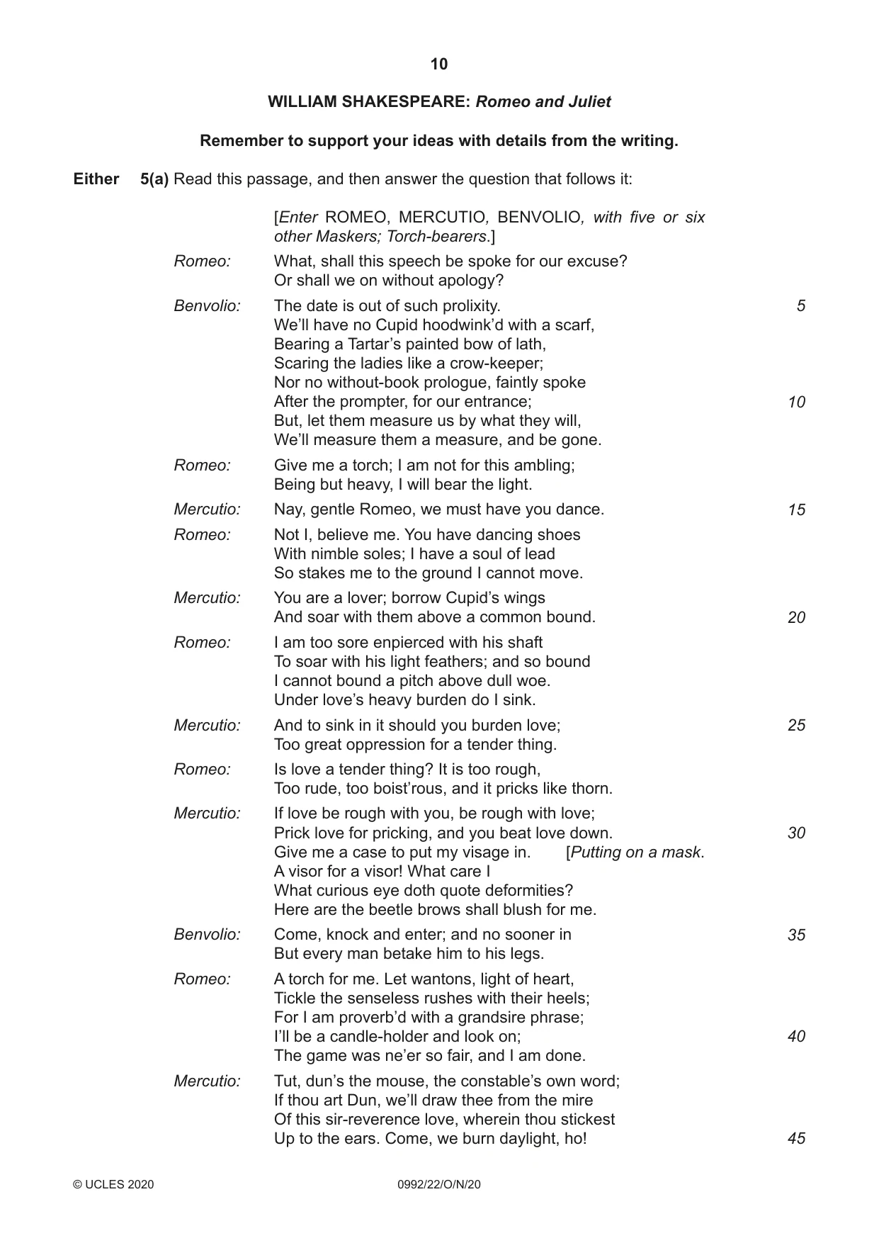 Cambridge IGCSE English - Literature in English (9-1) 0992 2020 Oct/Nov Paper 2 · Variant 2 question paper, page 10 of 12