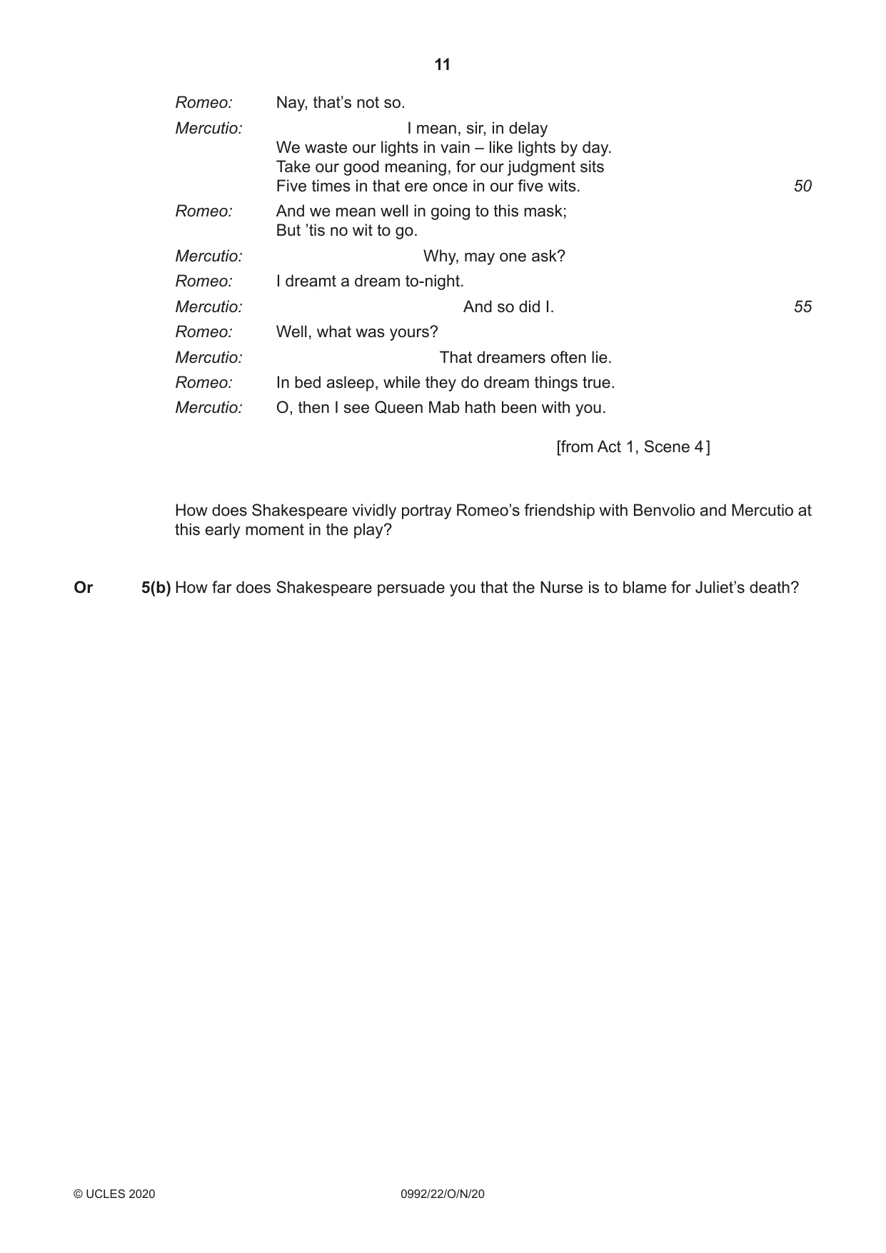 Cambridge IGCSE English - Literature in English (9-1) 0992 2020 Oct/Nov Paper 2 · Variant 2 question paper, page 11 of 12