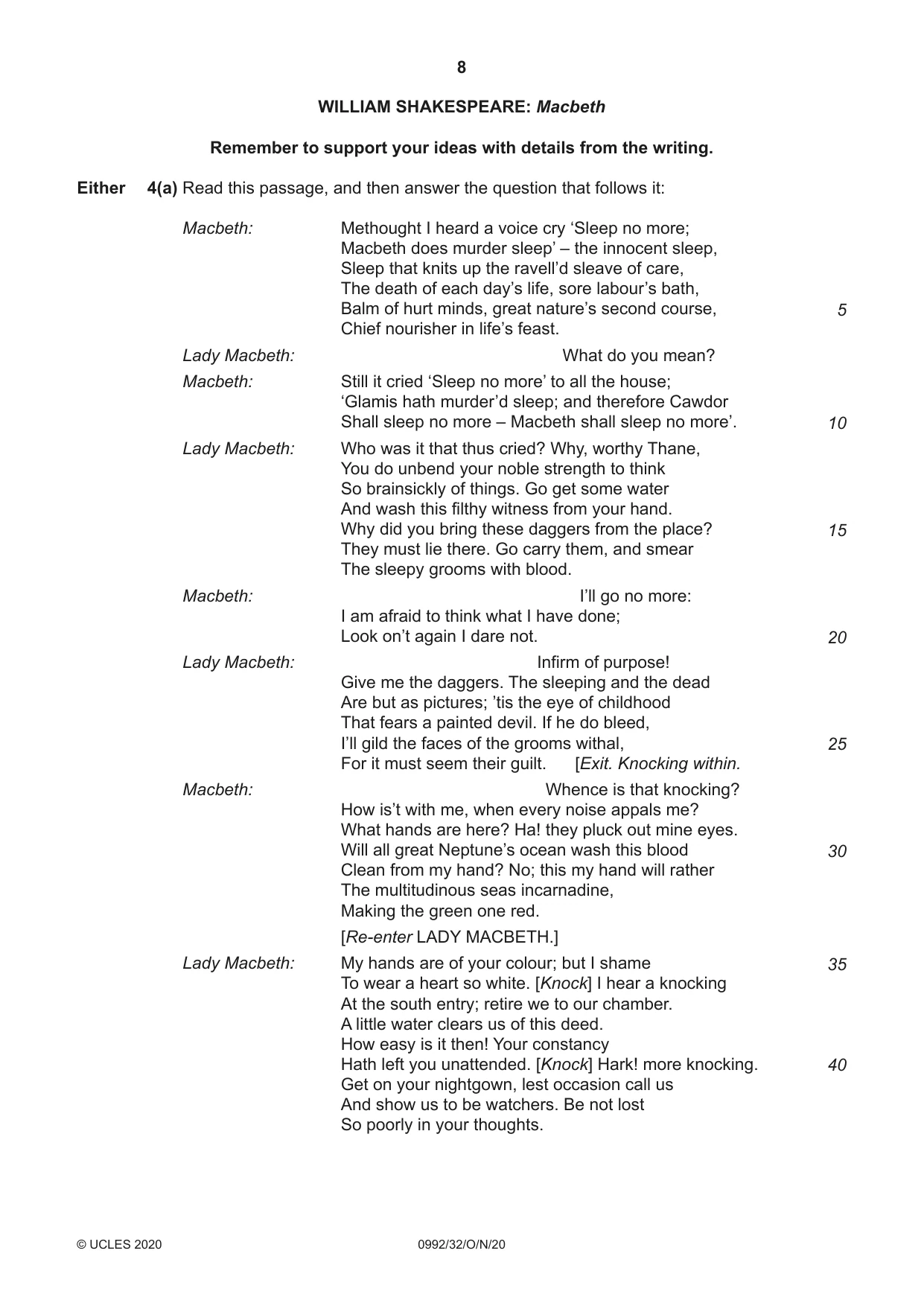 Cambridge IGCSE English - Literature in English (9-1) 0992 2020 Oct/Nov Paper 3 · Variant 2 question paper, page 8 of 12