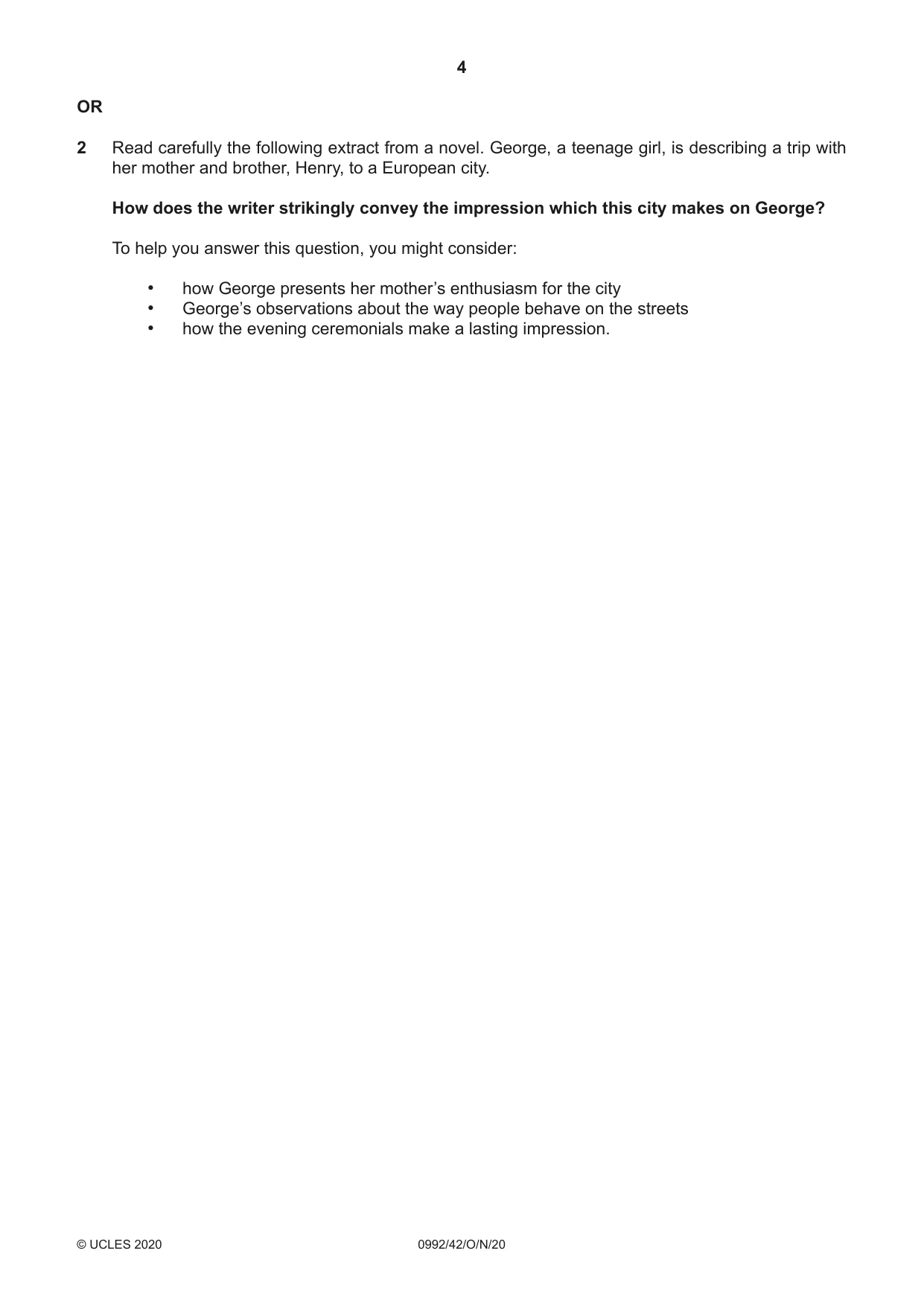Cambridge IGCSE English - Literature in English (9-1) 0992 2020 Oct/Nov Paper 4 · Variant 2 question paper, page 4 of 8