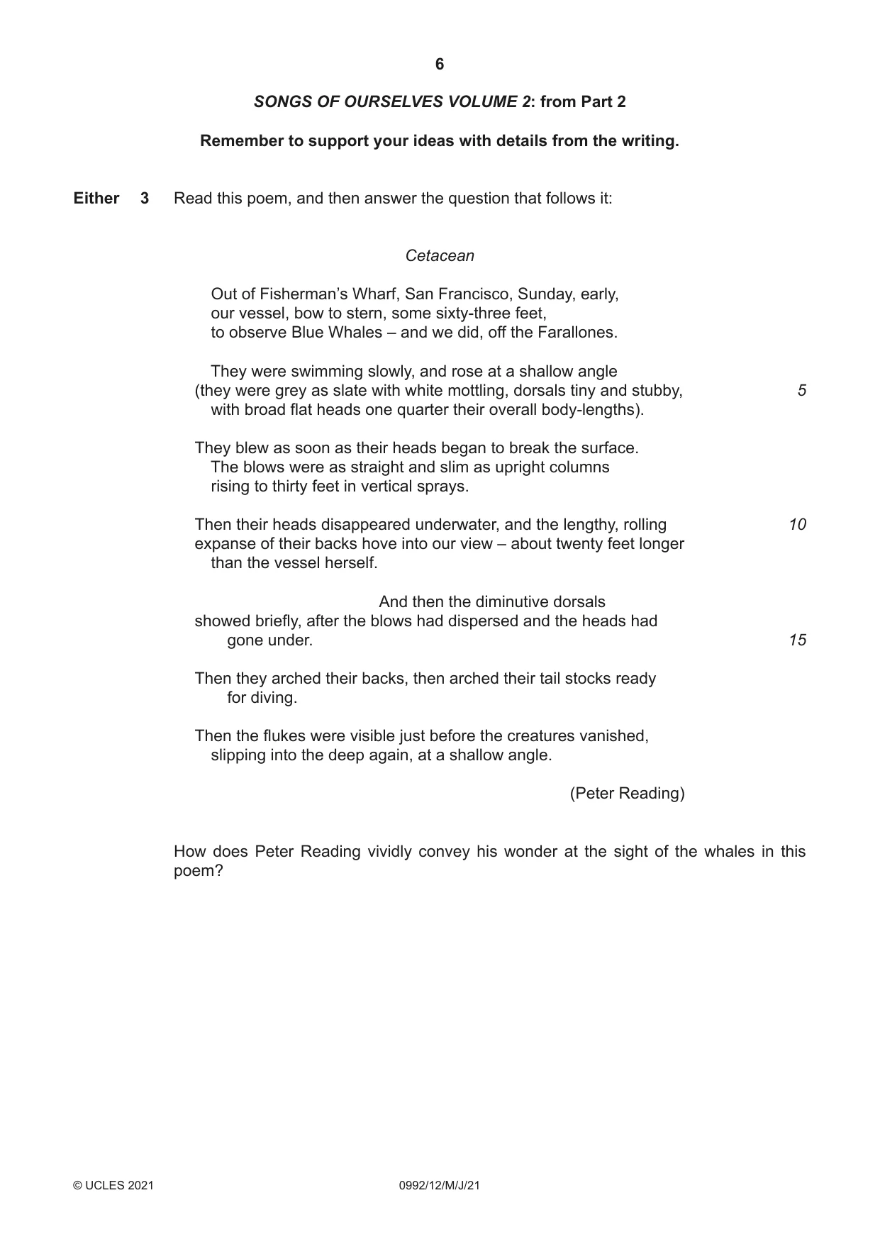 Cambridge IGCSE English - Literature in English (9-1) 0992 2021 May/June Paper 1 · Variant 2 question paper, page 6 of 28