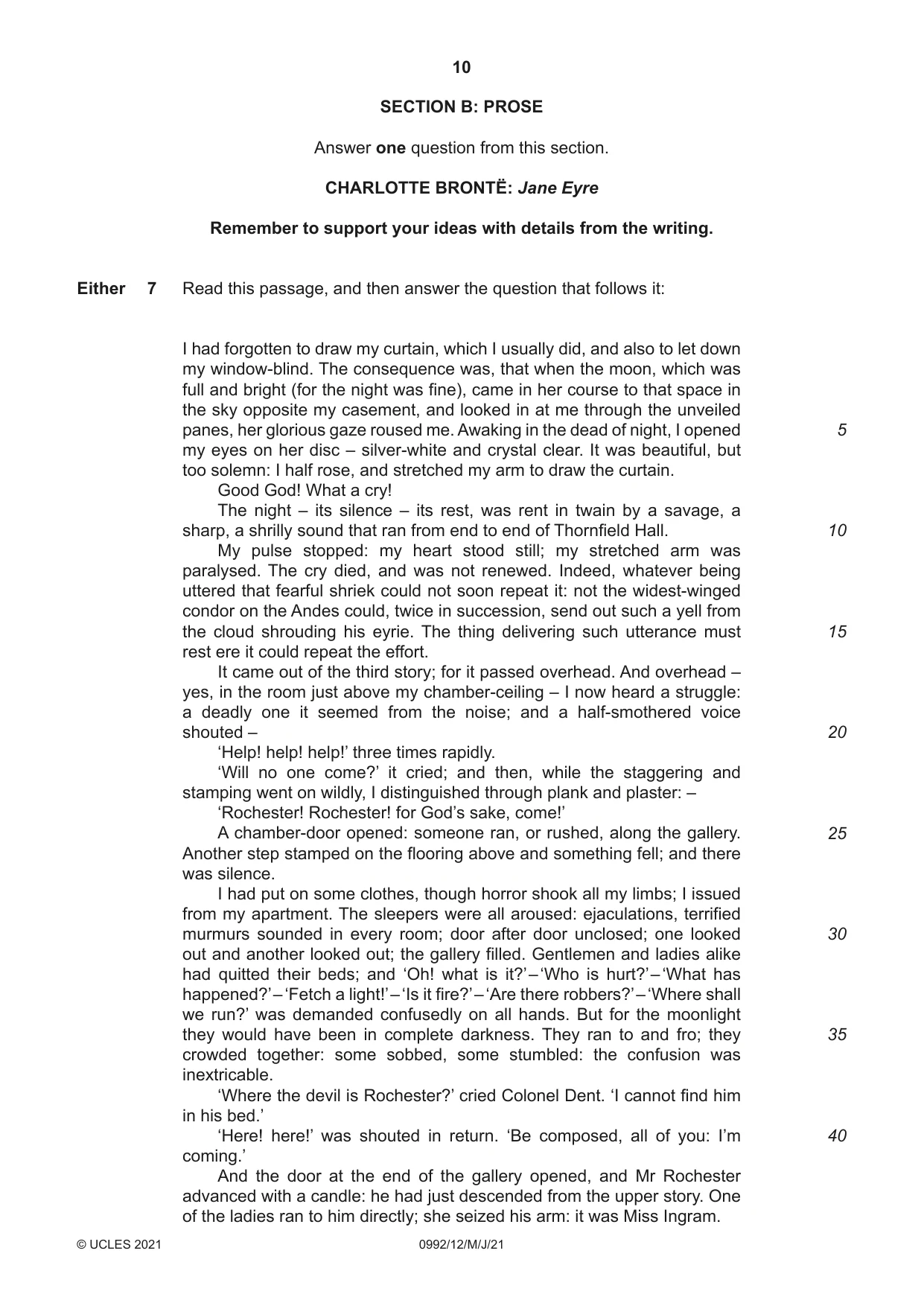 Cambridge IGCSE English - Literature in English (9-1) 0992 2021 May/June Paper 1 · Variant 2 question paper, page 10 of 28