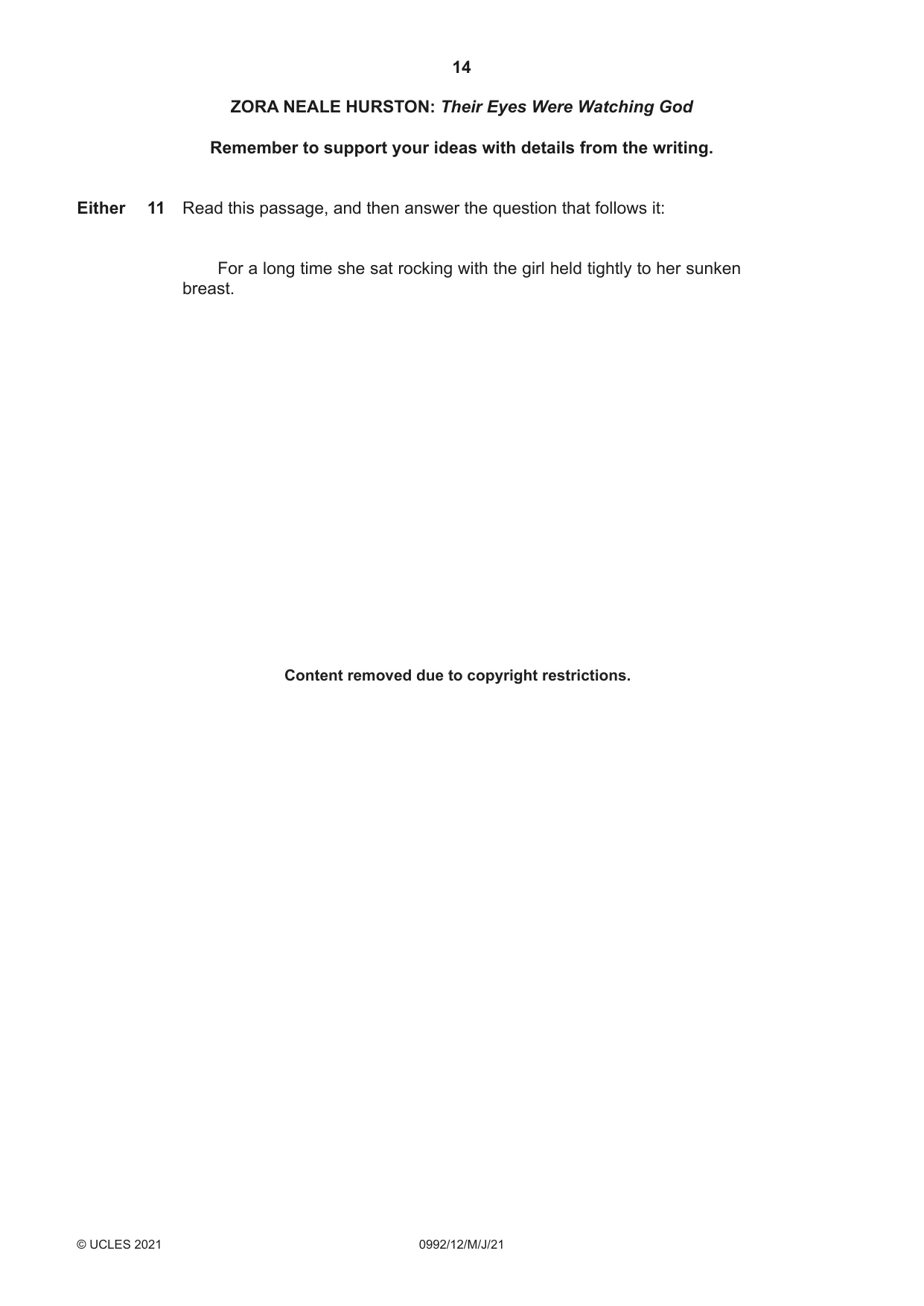 Cambridge IGCSE English - Literature in English (9-1) 0992 2021 May/June Paper 1 · Variant 2 question paper, page 14 of 28