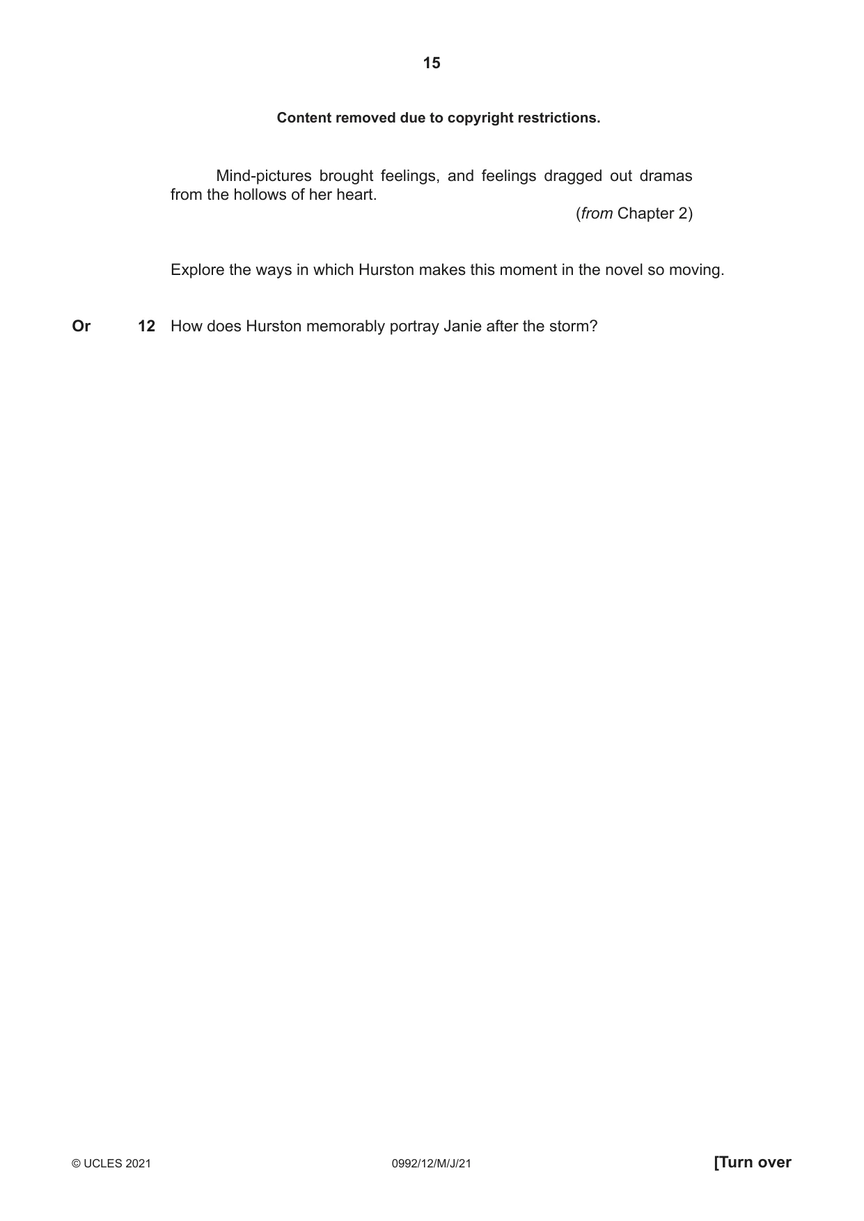 Cambridge IGCSE English - Literature in English (9-1) 0992 2021 May/June Paper 1 · Variant 2 question paper, page 15 of 28