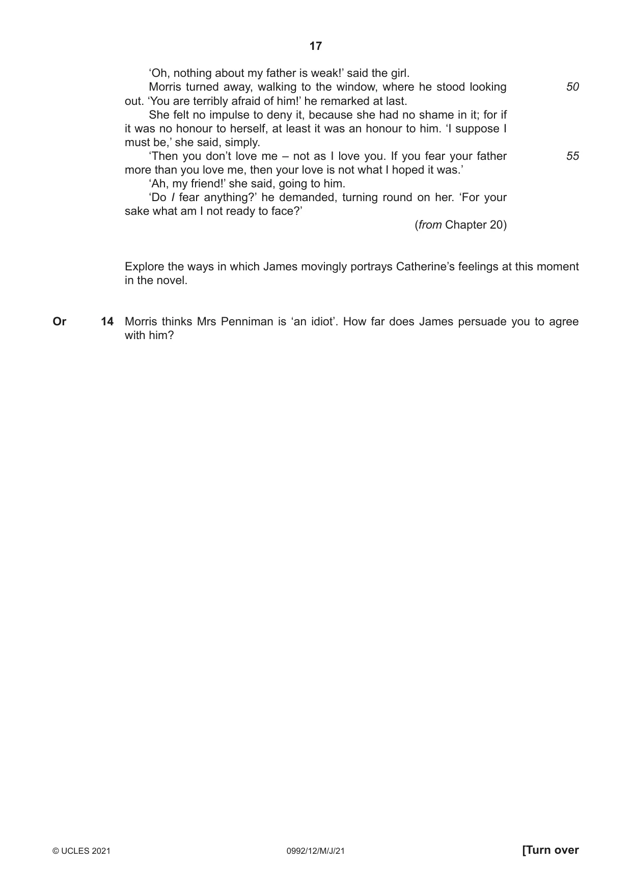 Cambridge IGCSE English - Literature in English (9-1) 0992 2021 May/June Paper 1 · Variant 2 question paper, page 17 of 28