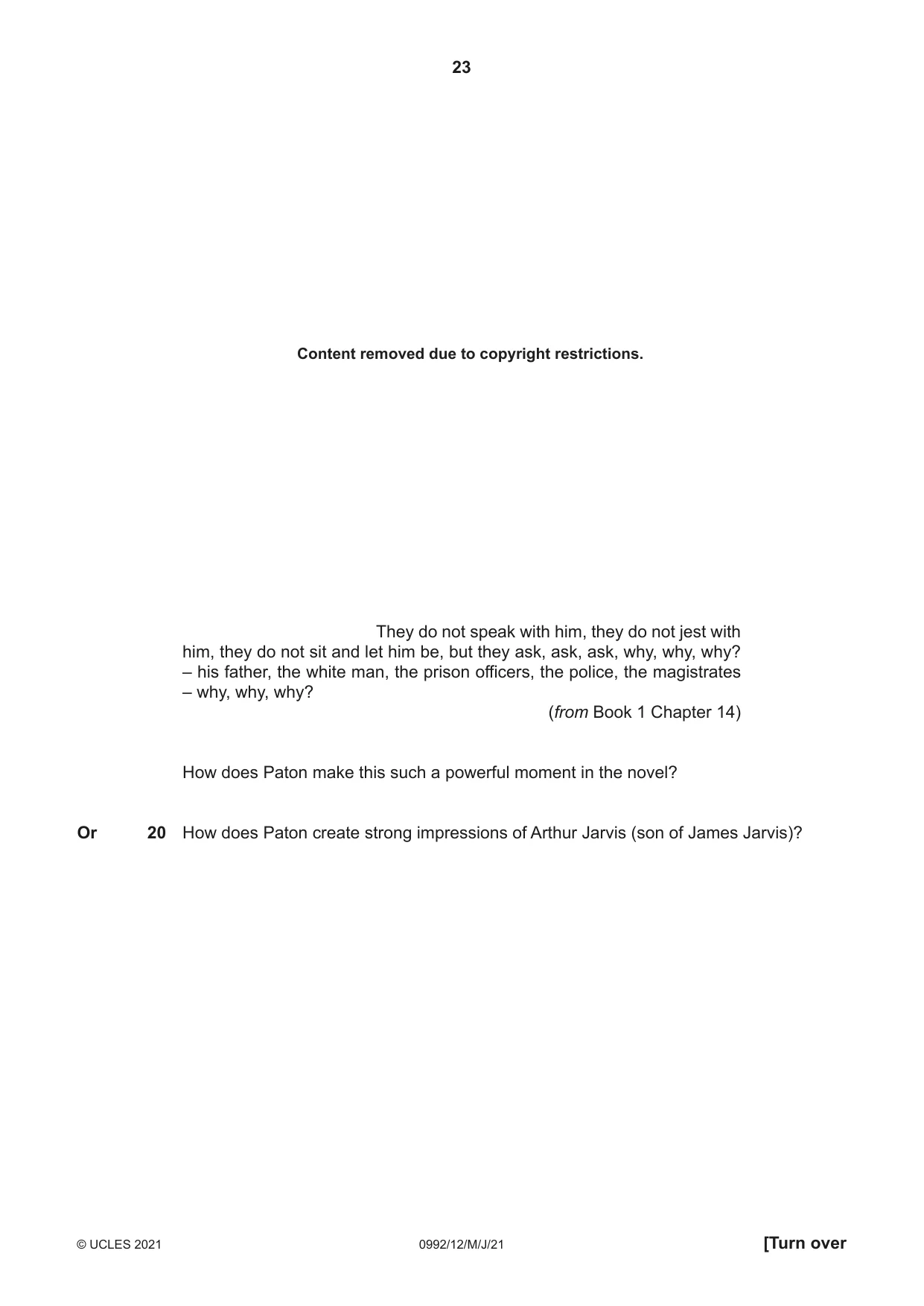 Cambridge IGCSE English - Literature in English (9-1) 0992 2021 May/June Paper 1 · Variant 2 question paper, page 23 of 28