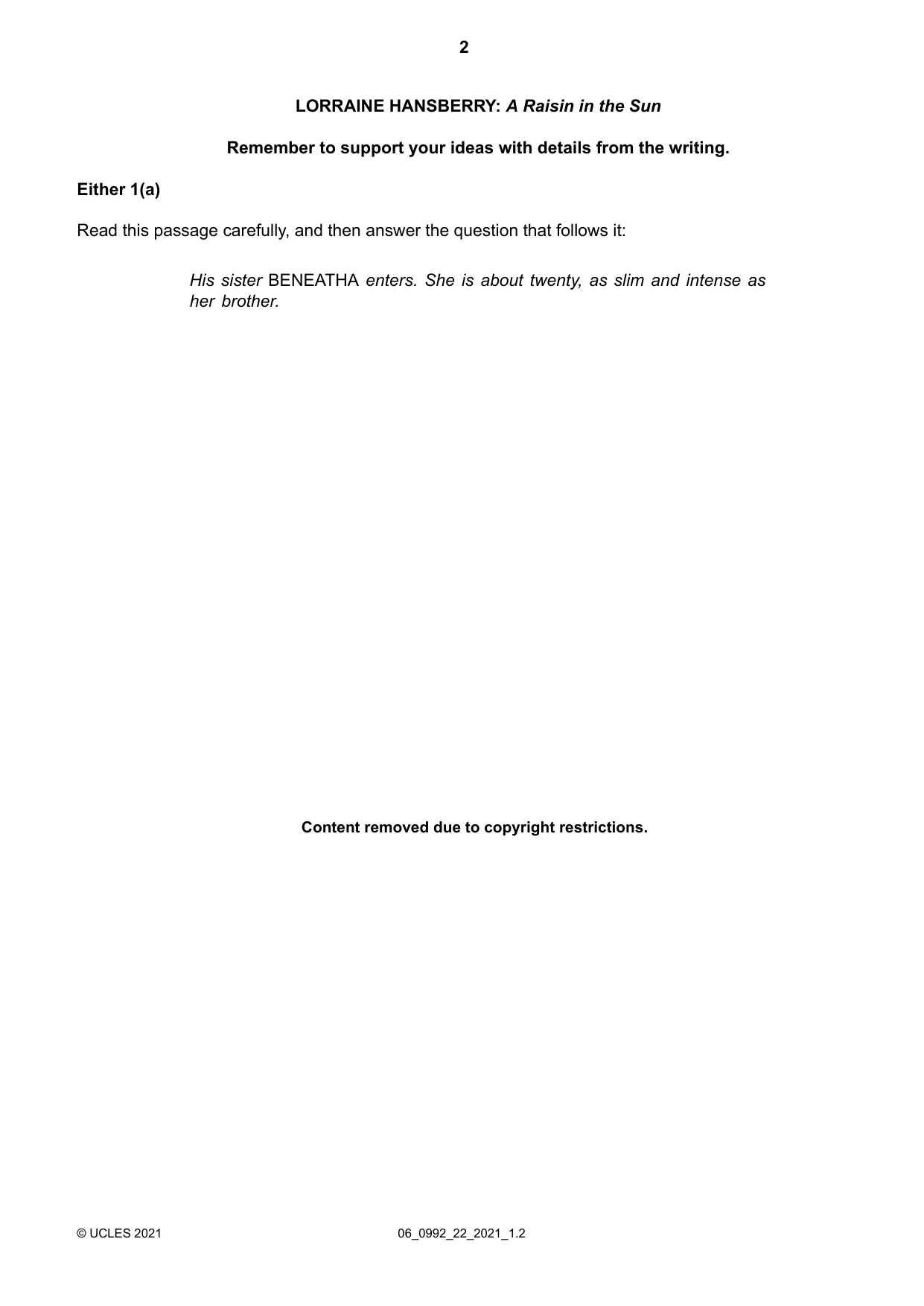 Cambridge IGCSE English - Literature in English (9-1) 0992 2021 May/June Paper 2 · Variant 2 question paper, page 2 of 12
