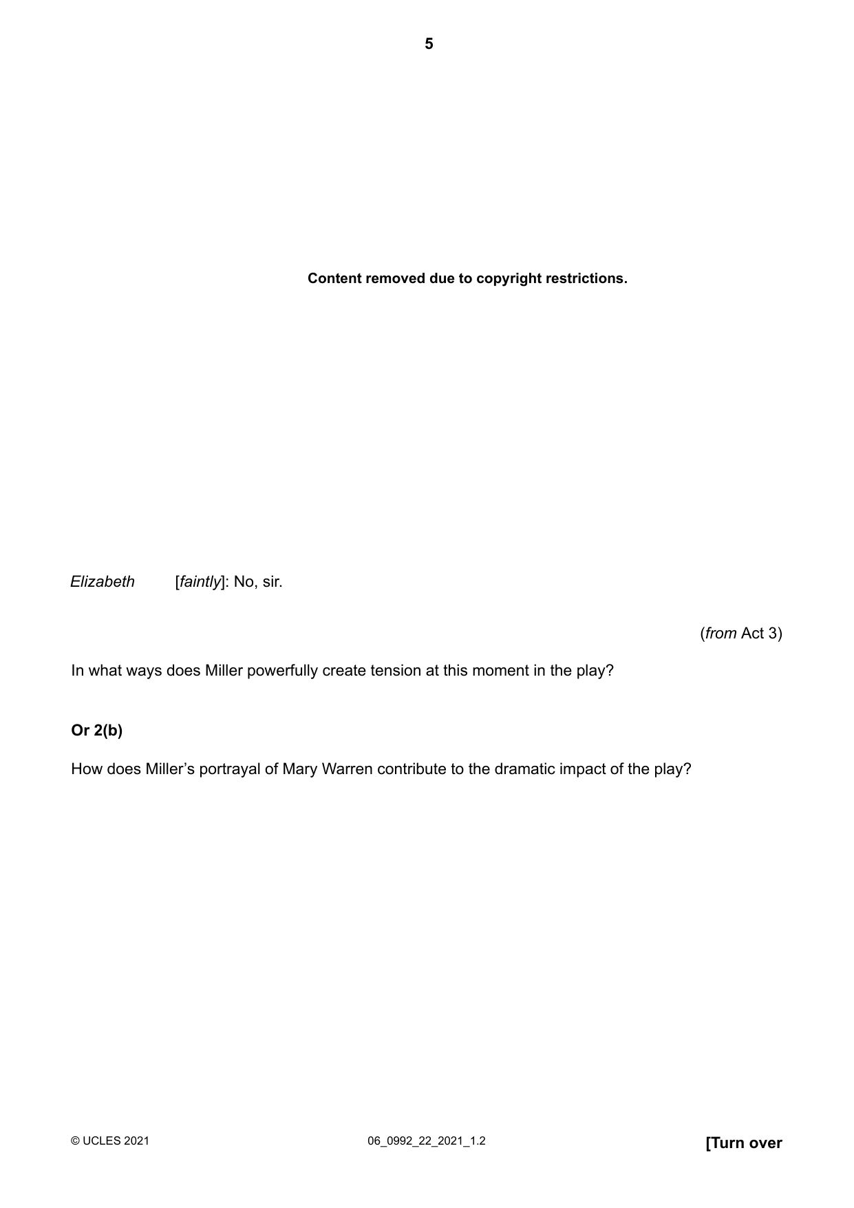 Cambridge IGCSE English - Literature in English (9-1) 0992 2021 May/June Paper 2 · Variant 2 question paper, page 5 of 12