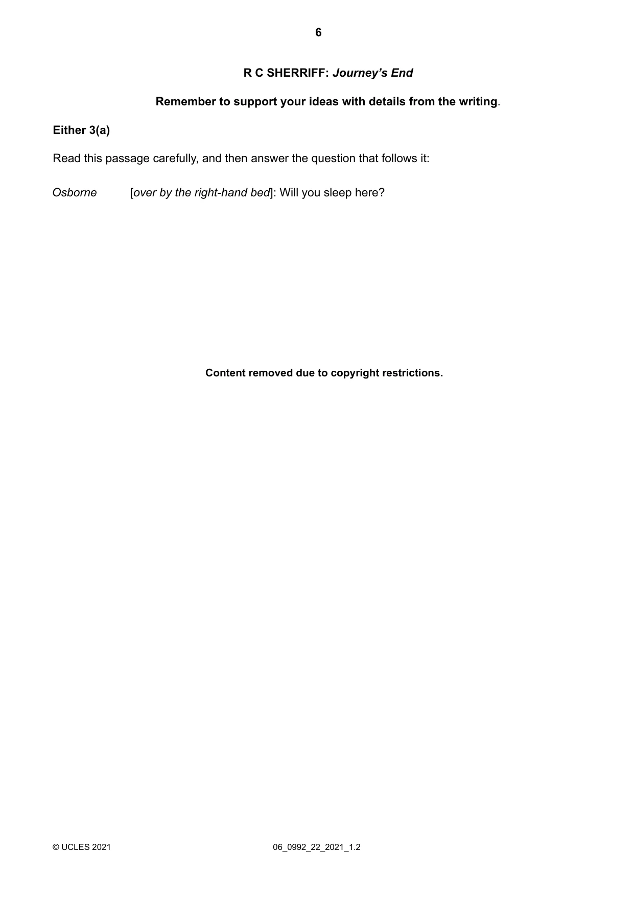 Cambridge IGCSE English - Literature in English (9-1) 0992 2021 May/June Paper 2 · Variant 2 question paper, page 6 of 12