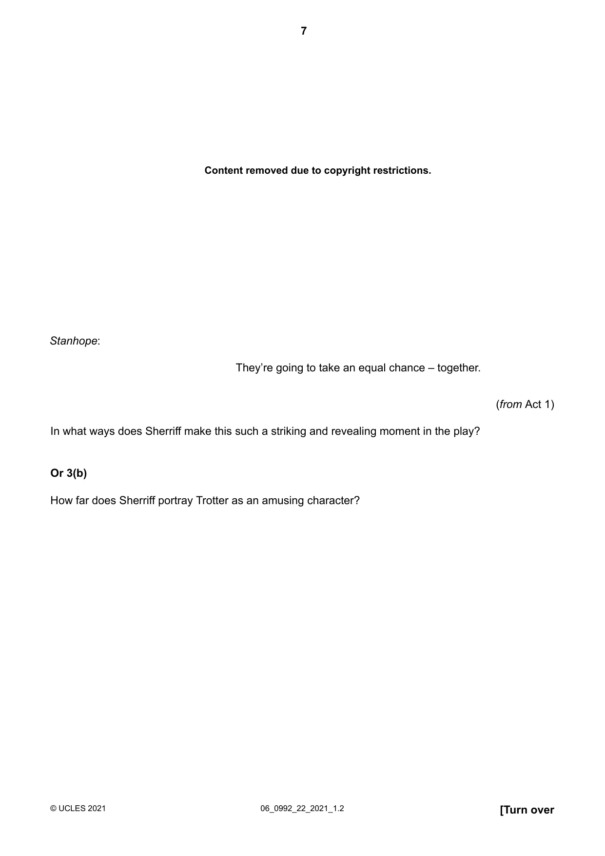 Cambridge IGCSE English - Literature in English (9-1) 0992 2021 May/June Paper 2 · Variant 2 question paper, page 7 of 12