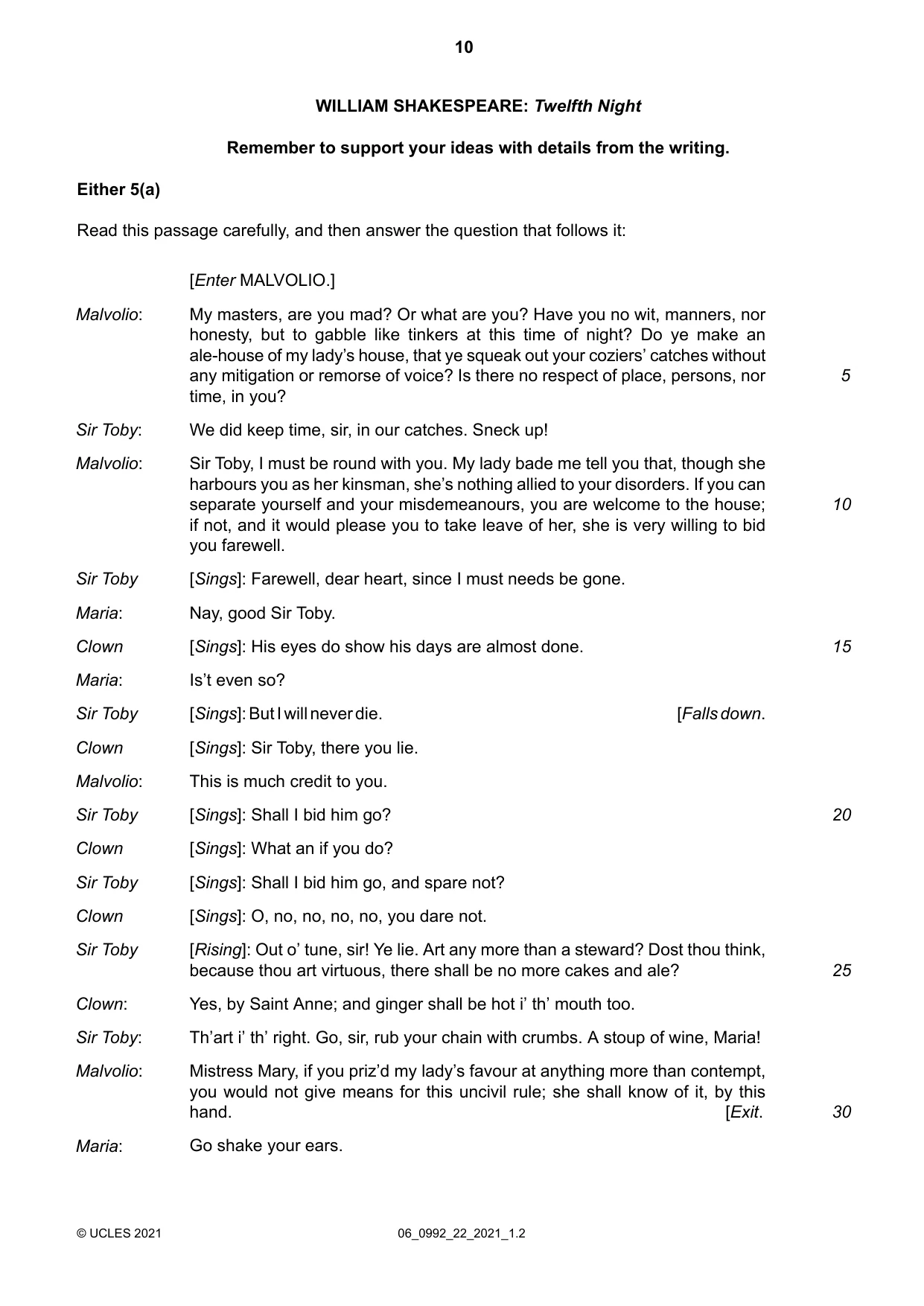 Cambridge IGCSE English - Literature in English (9-1) 0992 2021 May/June Paper 2 · Variant 2 question paper, page 10 of 12