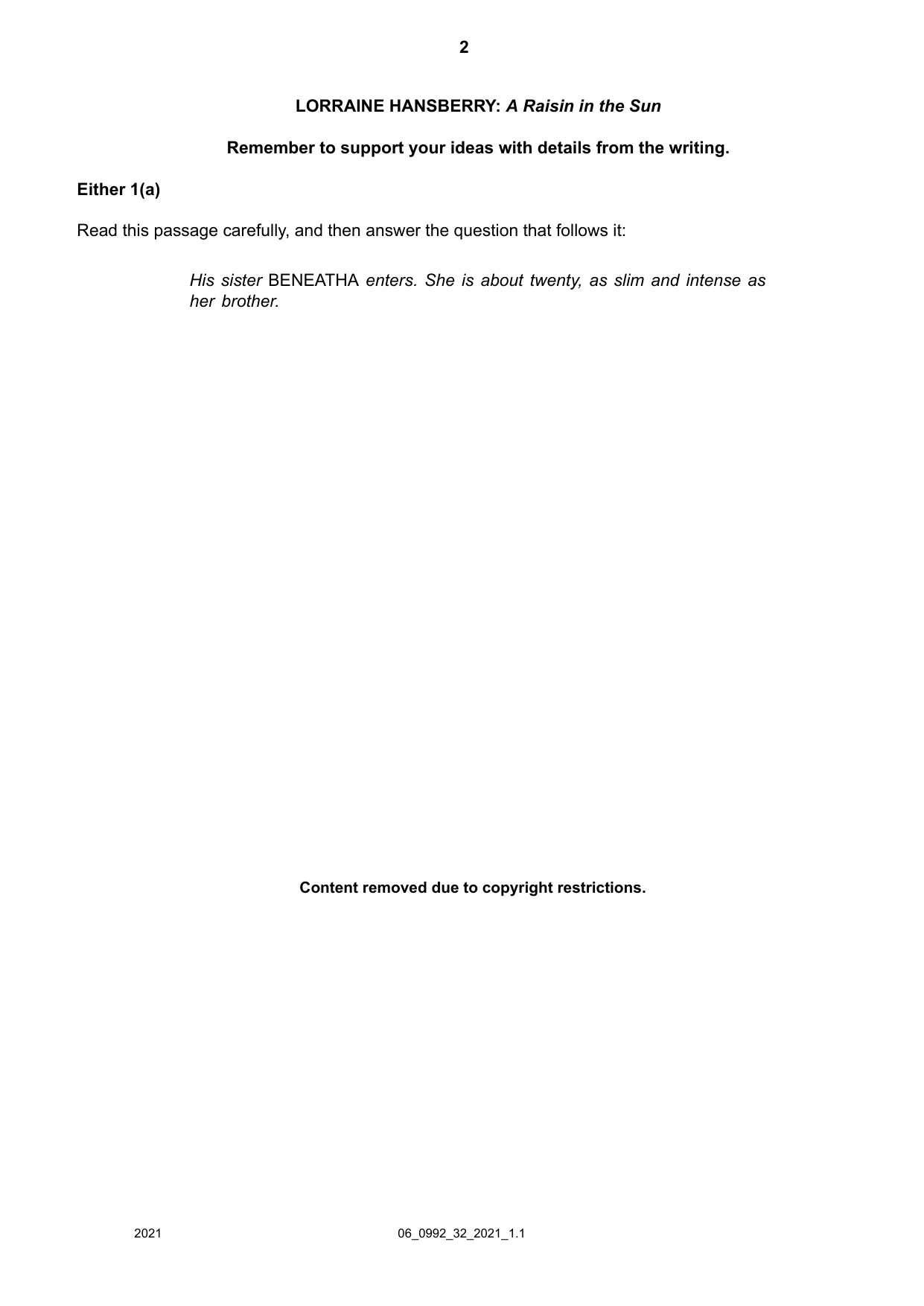 Cambridge IGCSE English - Literature in English (9-1) 0992 2021 May/June Paper 3 · Variant 2 question paper, page 2 of 12