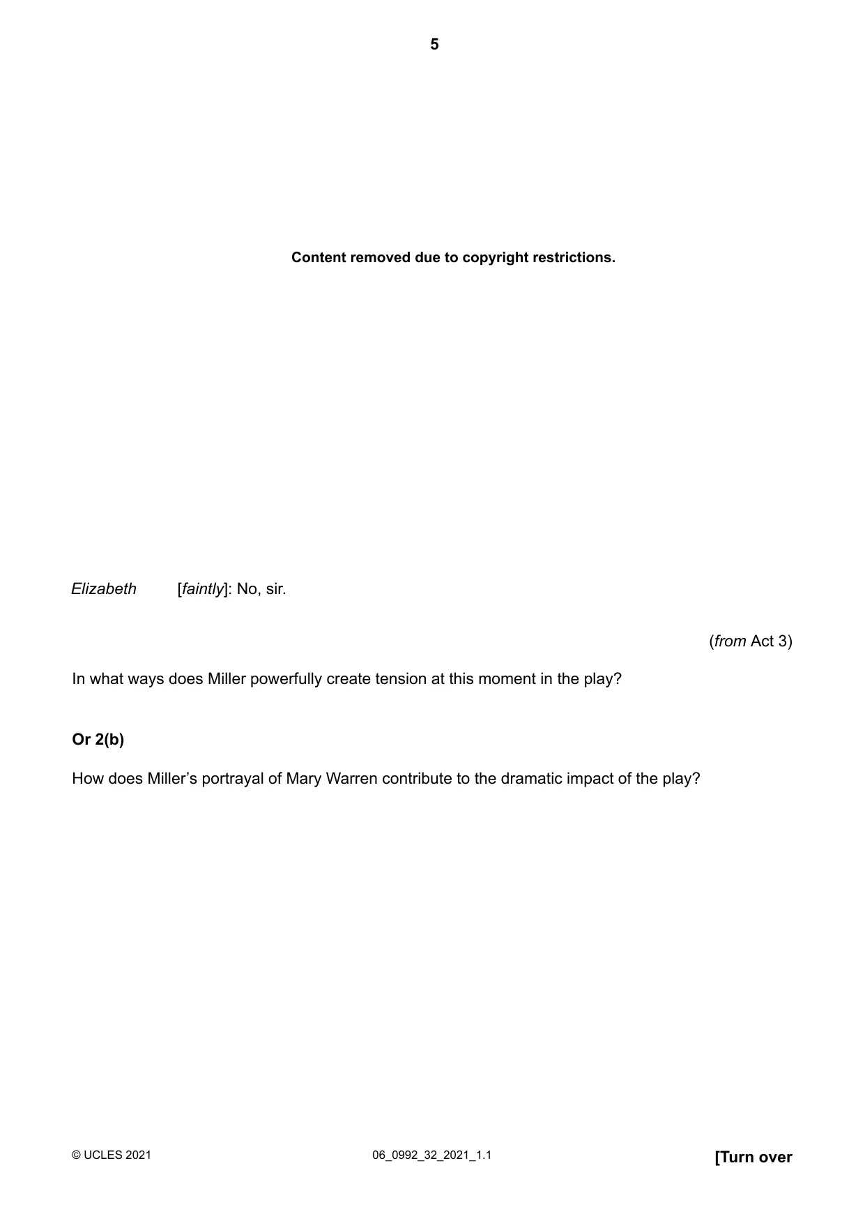 Cambridge IGCSE English - Literature in English (9-1) 0992 2021 May/June Paper 3 · Variant 2 question paper, page 5 of 12