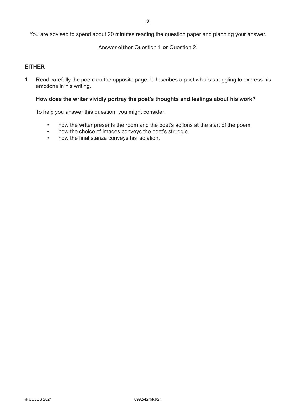 Cambridge IGCSE English - Literature in English (9-1) 0992 2021 May/June Paper 4 · Variant 2 question paper, page 2 of 8