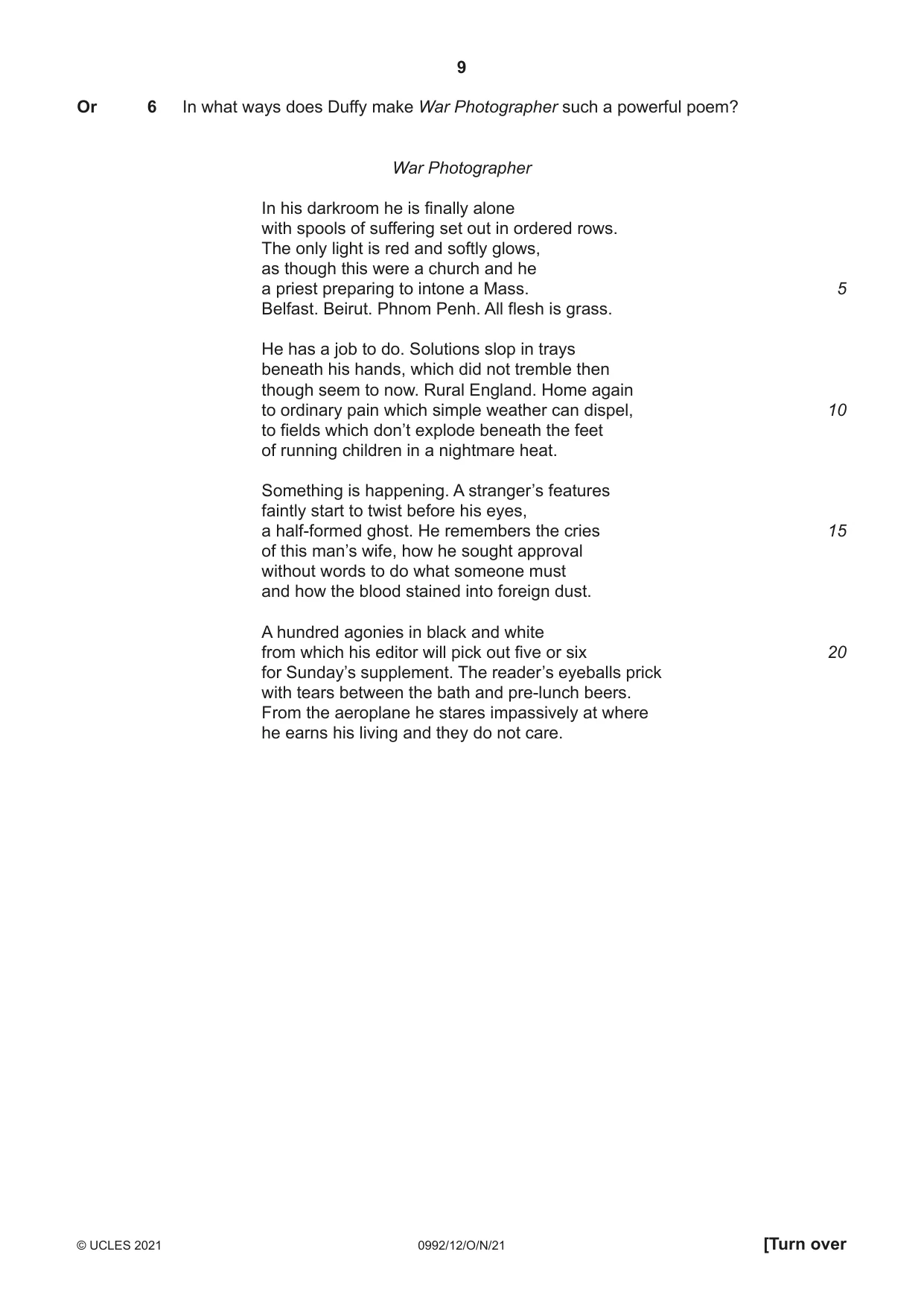 Cambridge IGCSE English - Literature in English (9-1) 0992 2021 Oct/Nov Paper 1 · Variant 2 question paper, page 9 of 28