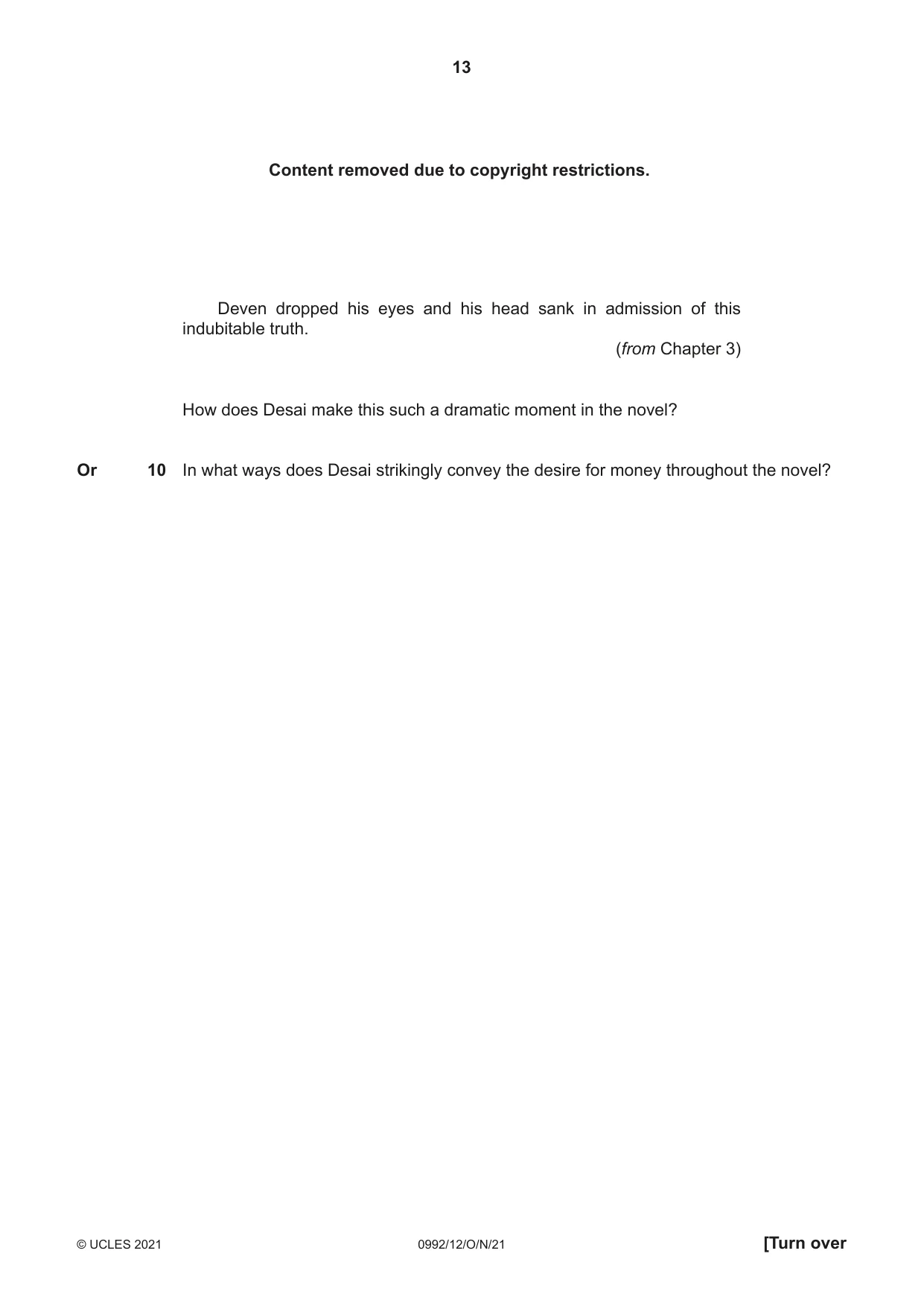 Cambridge IGCSE English - Literature in English (9-1) 0992 2021 Oct/Nov Paper 1 · Variant 2 question paper, page 13 of 28