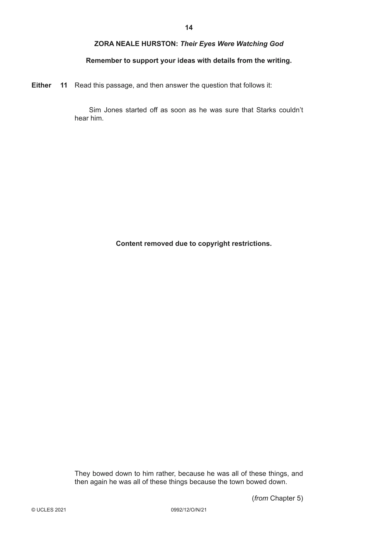 Cambridge IGCSE English - Literature in English (9-1) 0992 2021 Oct/Nov Paper 1 · Variant 2 question paper, page 14 of 28