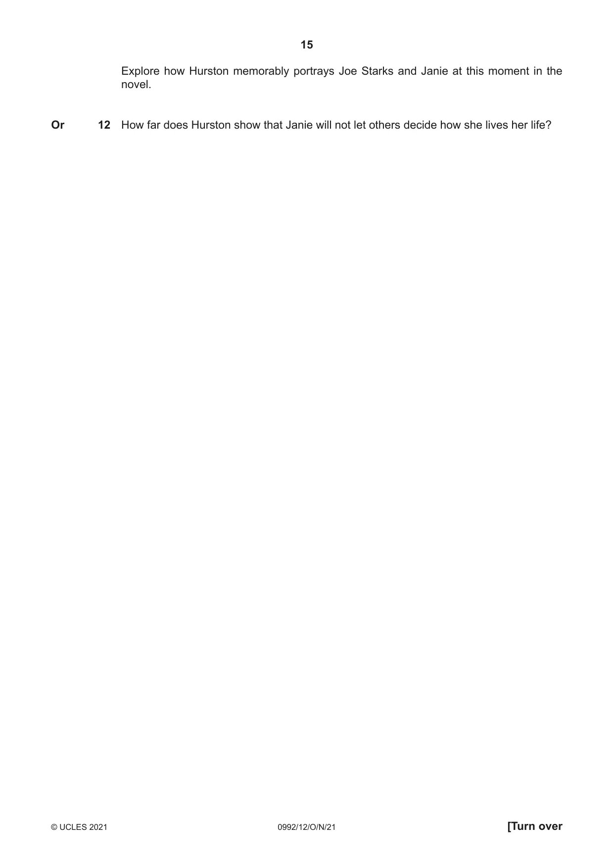 Cambridge IGCSE English - Literature in English (9-1) 0992 2021 Oct/Nov Paper 1 · Variant 2 question paper, page 15 of 28