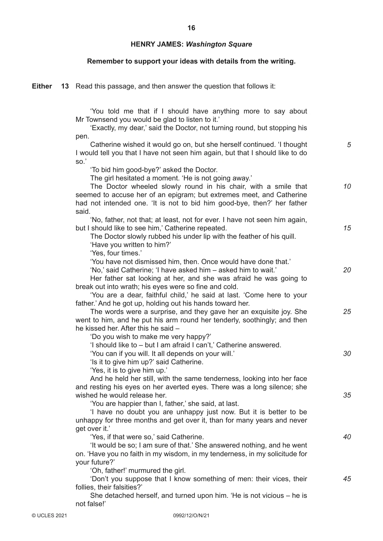 Cambridge IGCSE English - Literature in English (9-1) 0992 2021 Oct/Nov Paper 1 · Variant 2 question paper, page 16 of 28