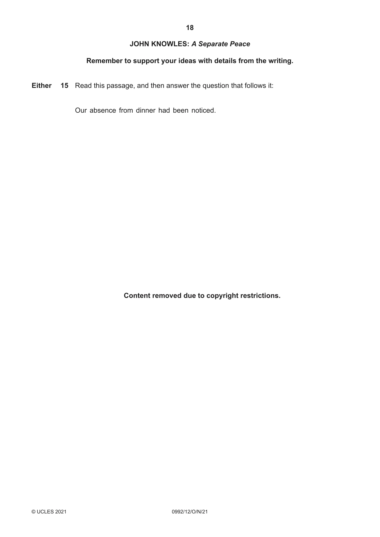 Cambridge IGCSE English - Literature in English (9-1) 0992 2021 Oct/Nov Paper 1 · Variant 2 question paper, page 18 of 28