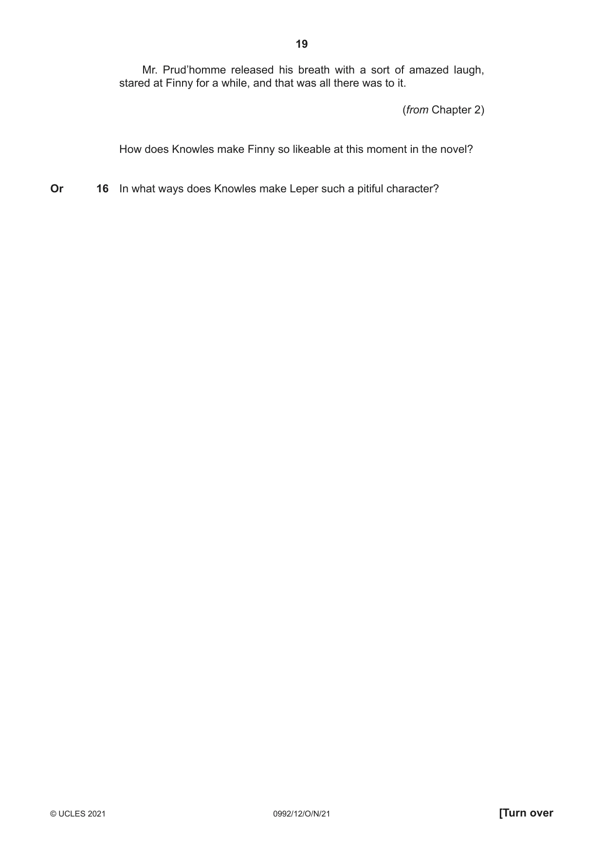 Cambridge IGCSE English - Literature in English (9-1) 0992 2021 Oct/Nov Paper 1 · Variant 2 question paper, page 19 of 28