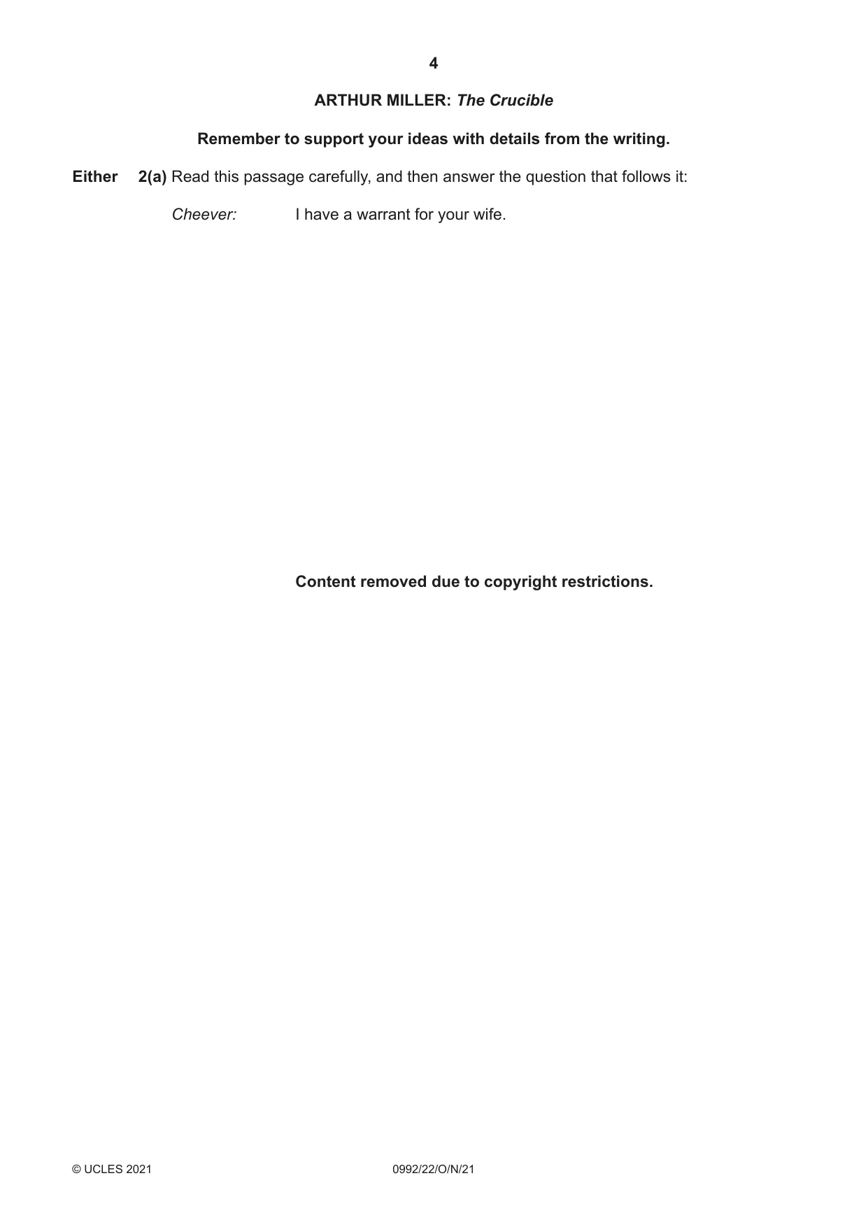 Cambridge IGCSE English - Literature in English (9-1) 0992 2021 Oct/Nov Paper 2 · Variant 2 question paper, page 4 of 12