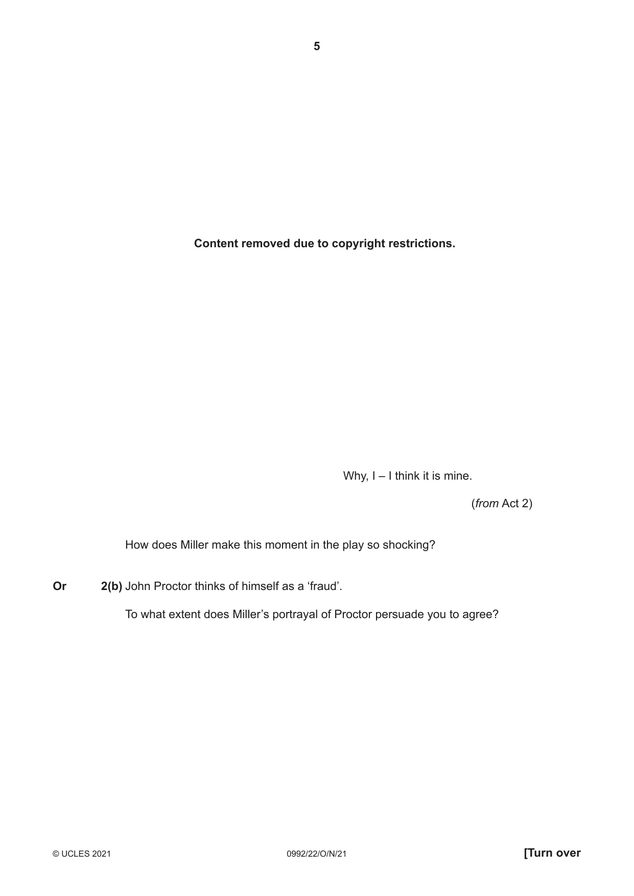 Cambridge IGCSE English - Literature in English (9-1) 0992 2021 Oct/Nov Paper 2 · Variant 2 question paper, page 5 of 12