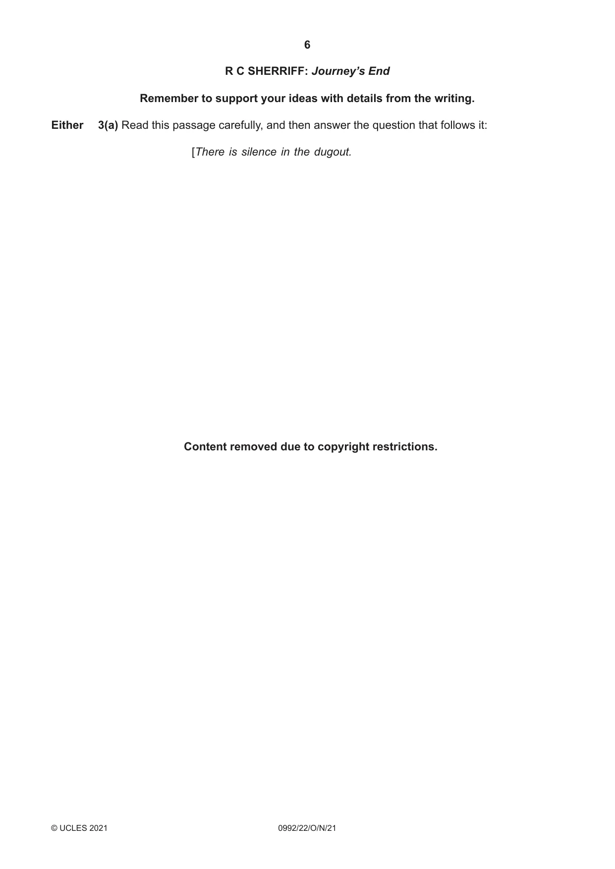 Cambridge IGCSE English - Literature in English (9-1) 0992 2021 Oct/Nov Paper 2 · Variant 2 question paper, page 6 of 12