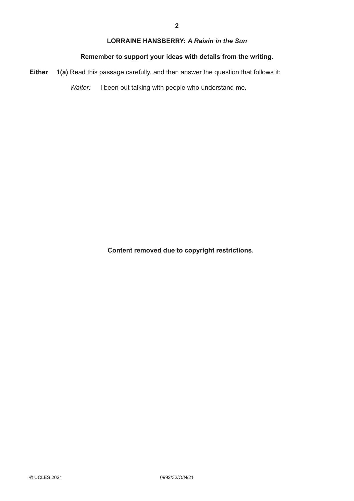 Cambridge IGCSE English - Literature in English (9-1) 0992 2021 Oct/Nov Paper 3 · Variant 2 question paper, page 2 of 12